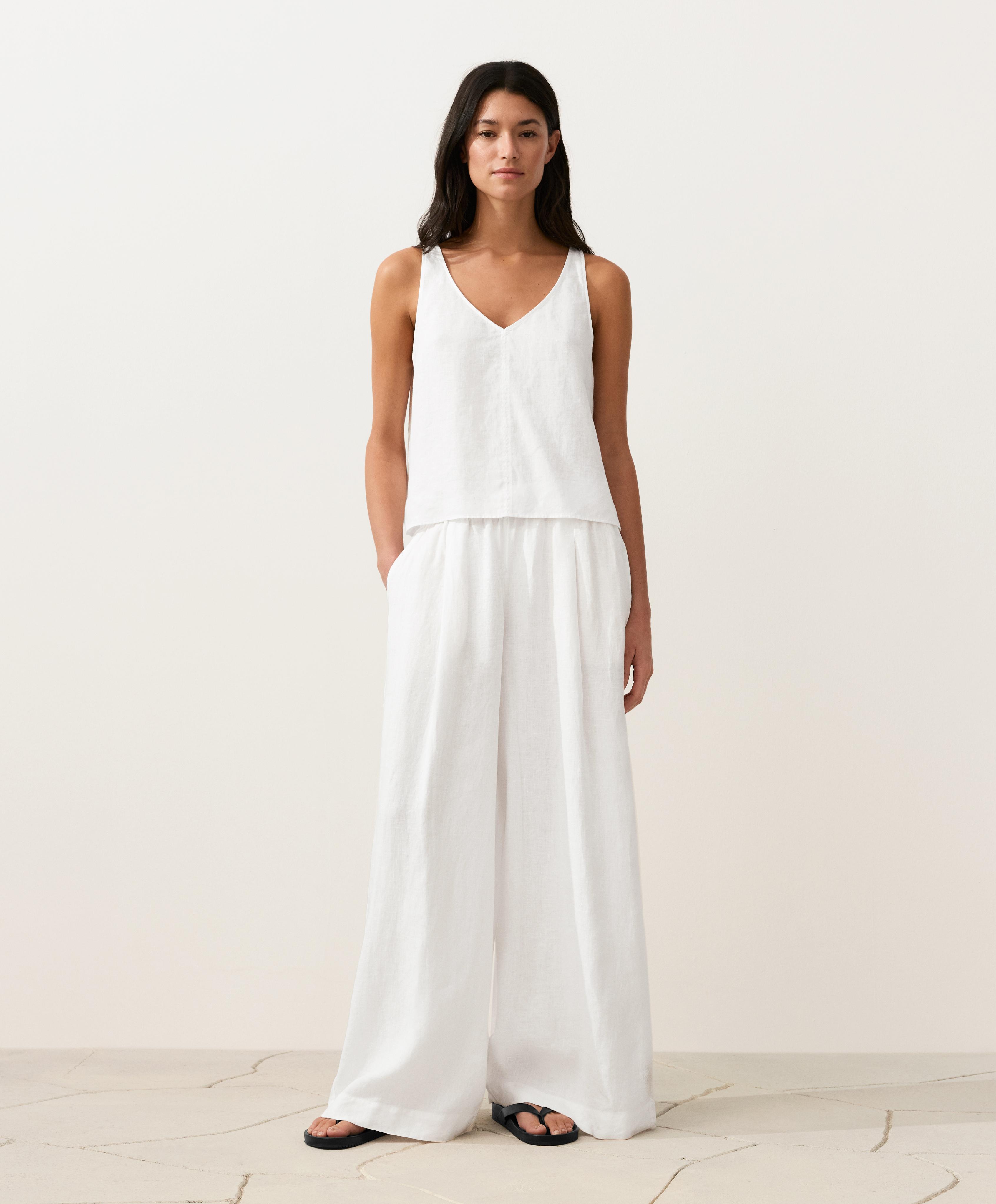 100% linen V-neck strap top