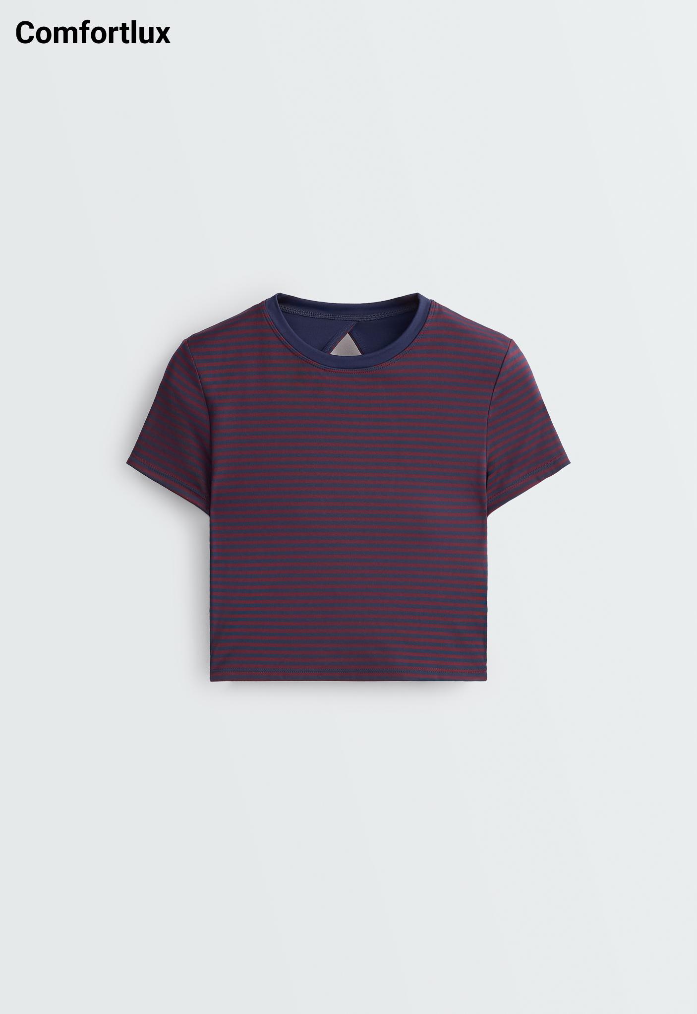Striped short-sleeved Comfortlux tank top — STRAWBERRY