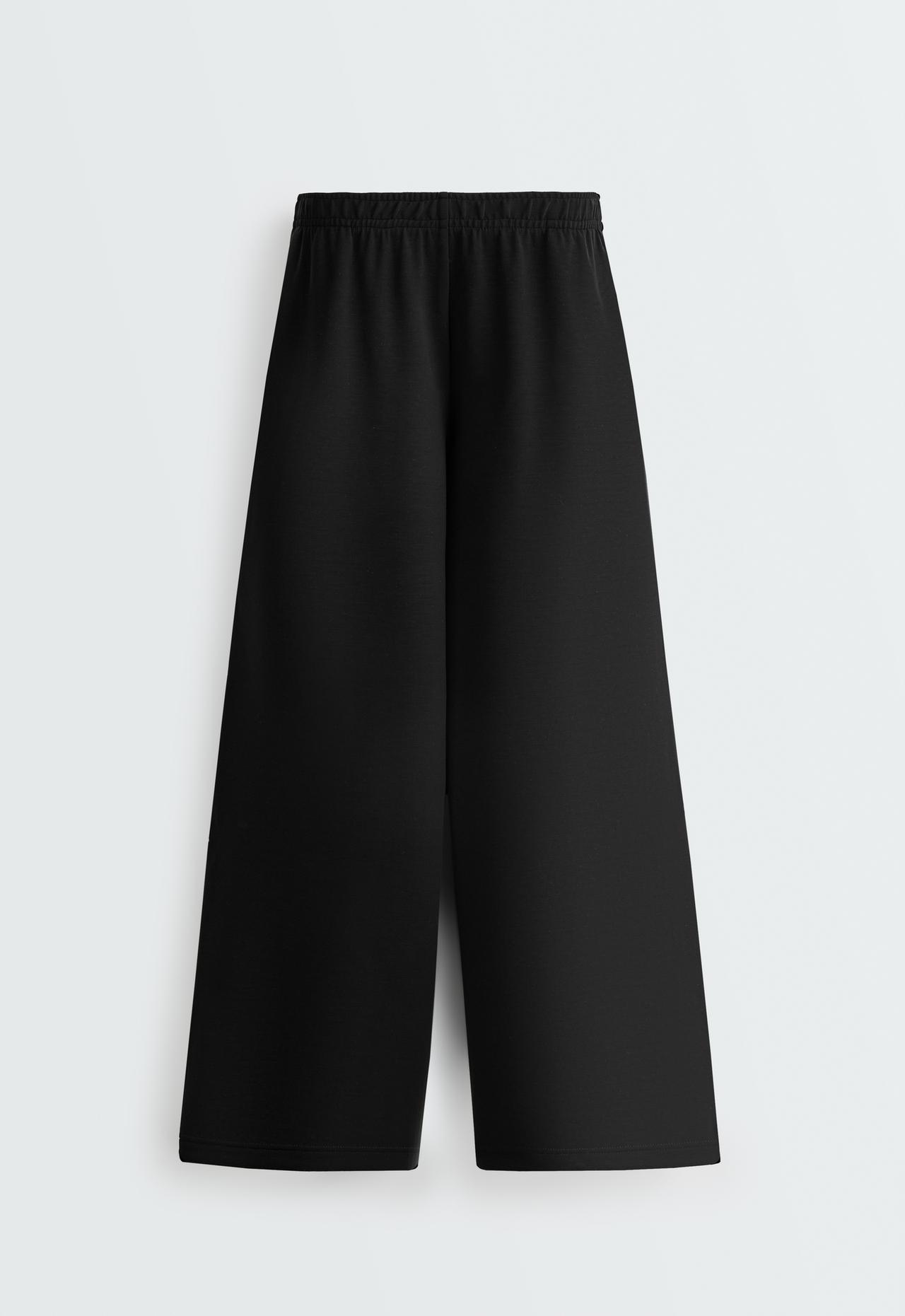Straight-leg trousers with modal, brushed finish and piping — BLACK