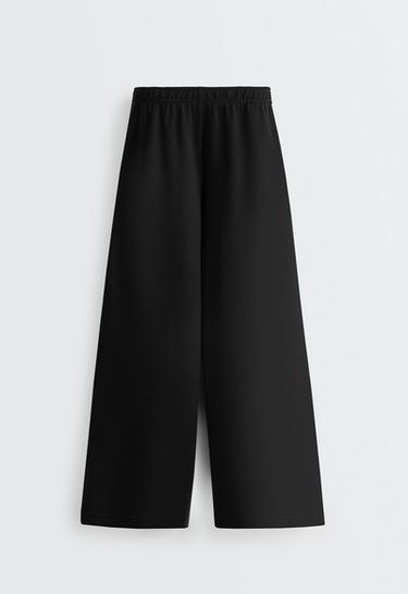 Straight-leg trousers with modal, brushed finish and piping — BLACK 7
