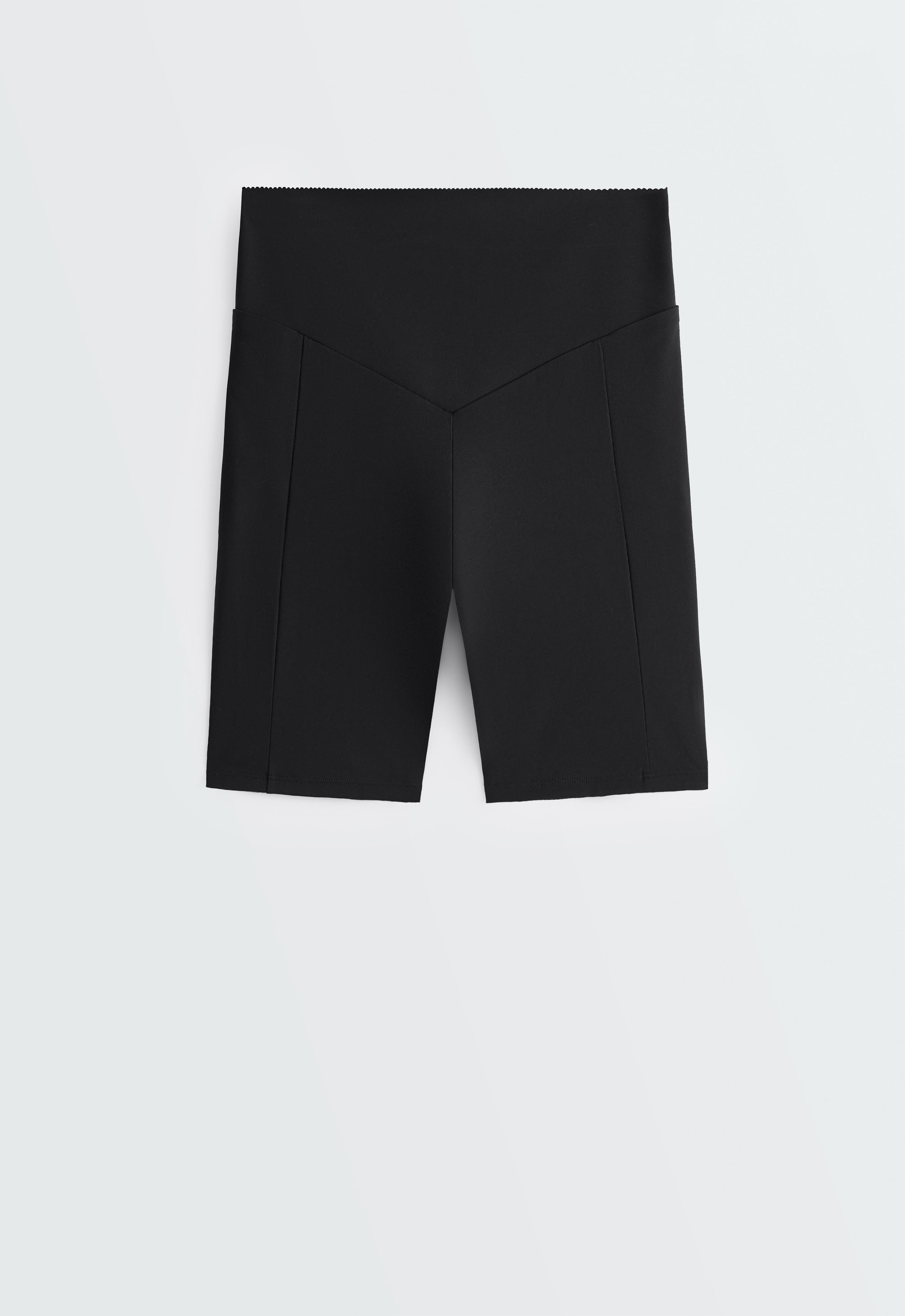 Compressive 20cm high-waisted cycle leggings with pockets — BLACK
