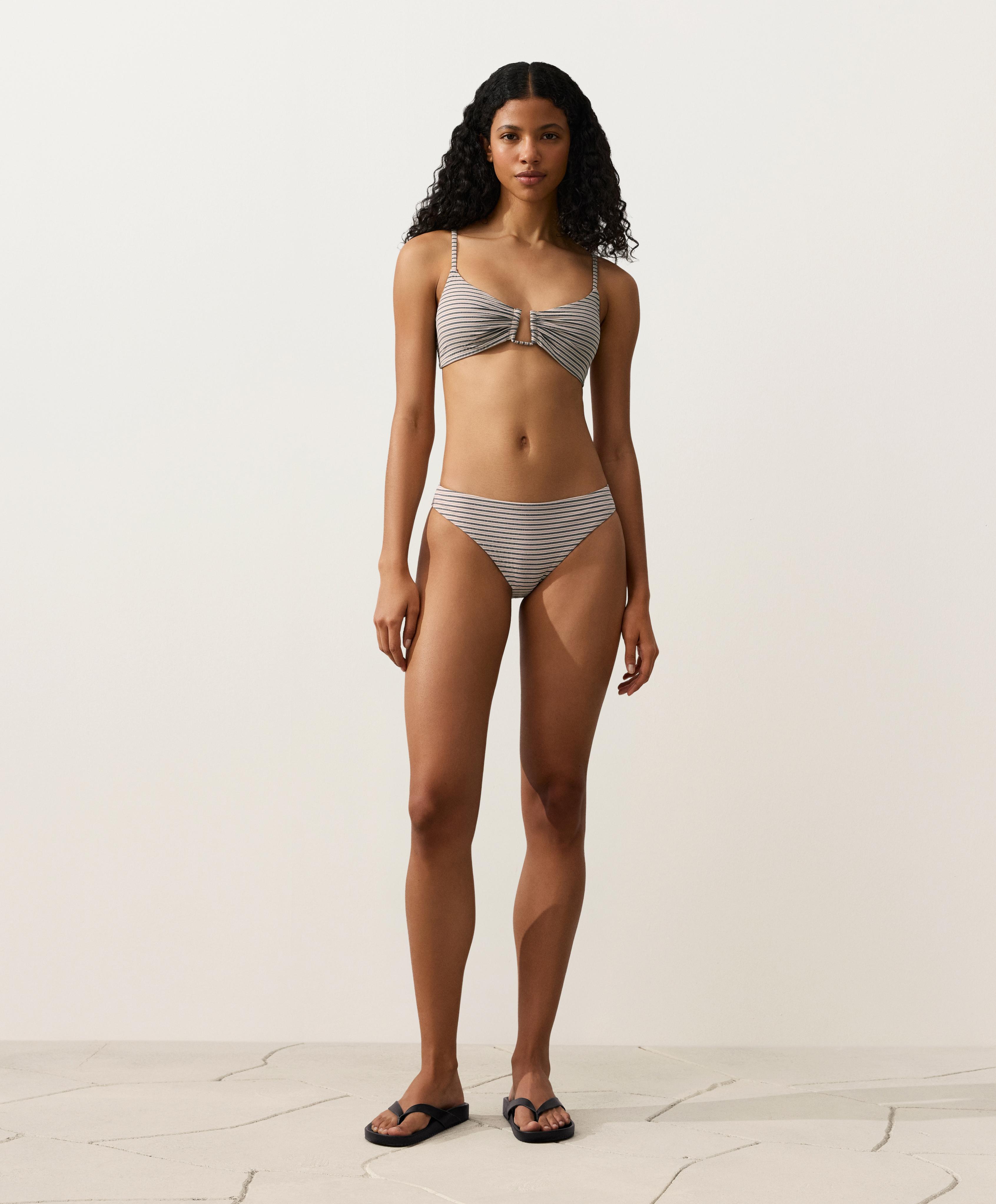 Striped classic bikini briefs — SAND