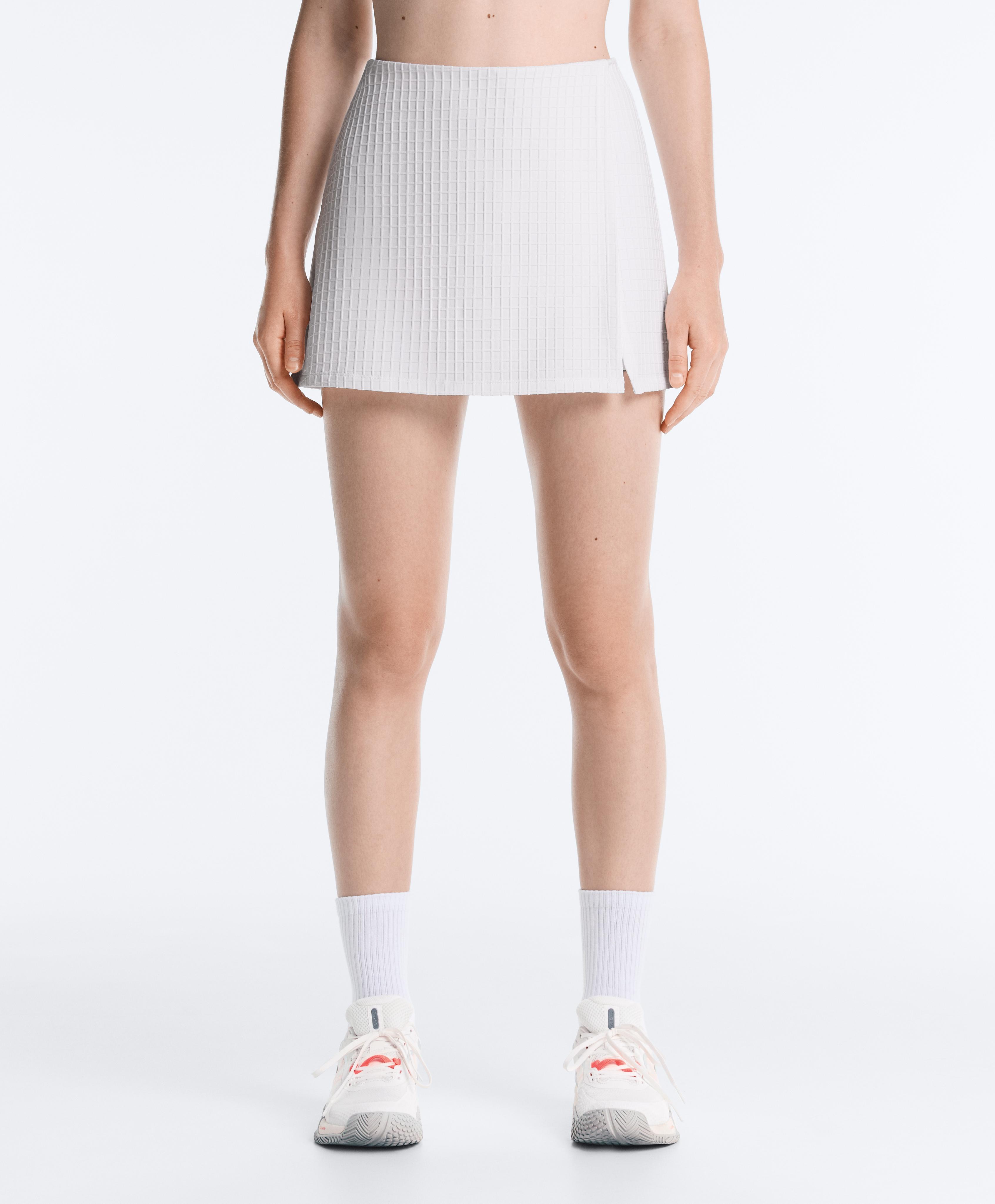Check short skirt — WHITE