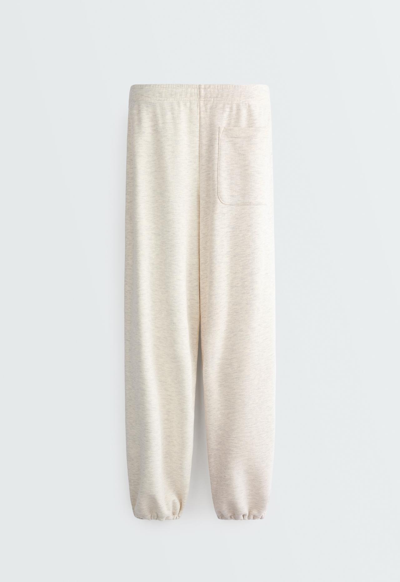 Adjustable cotton-blend fleece straight trousers — OATMEAL