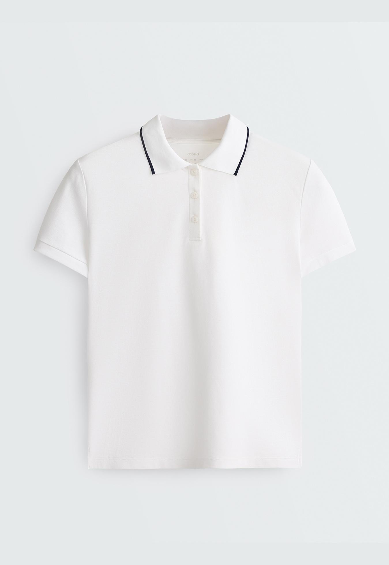 Contrast Piqué Cotton Short-Sleeved Polo Shirt — WHITE 