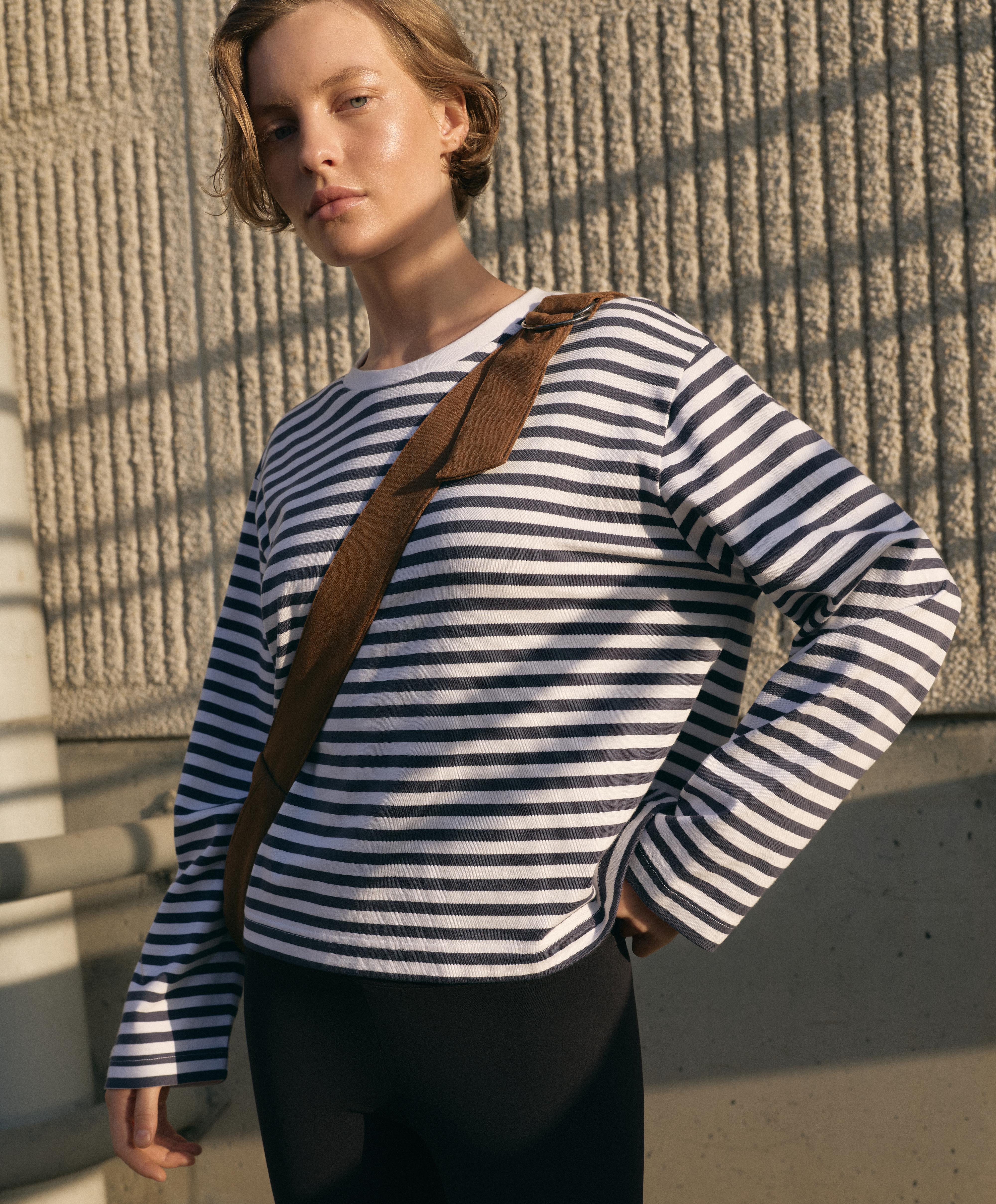 Striped 100% cotton boxy long-sleeved T-shirt — STORM
