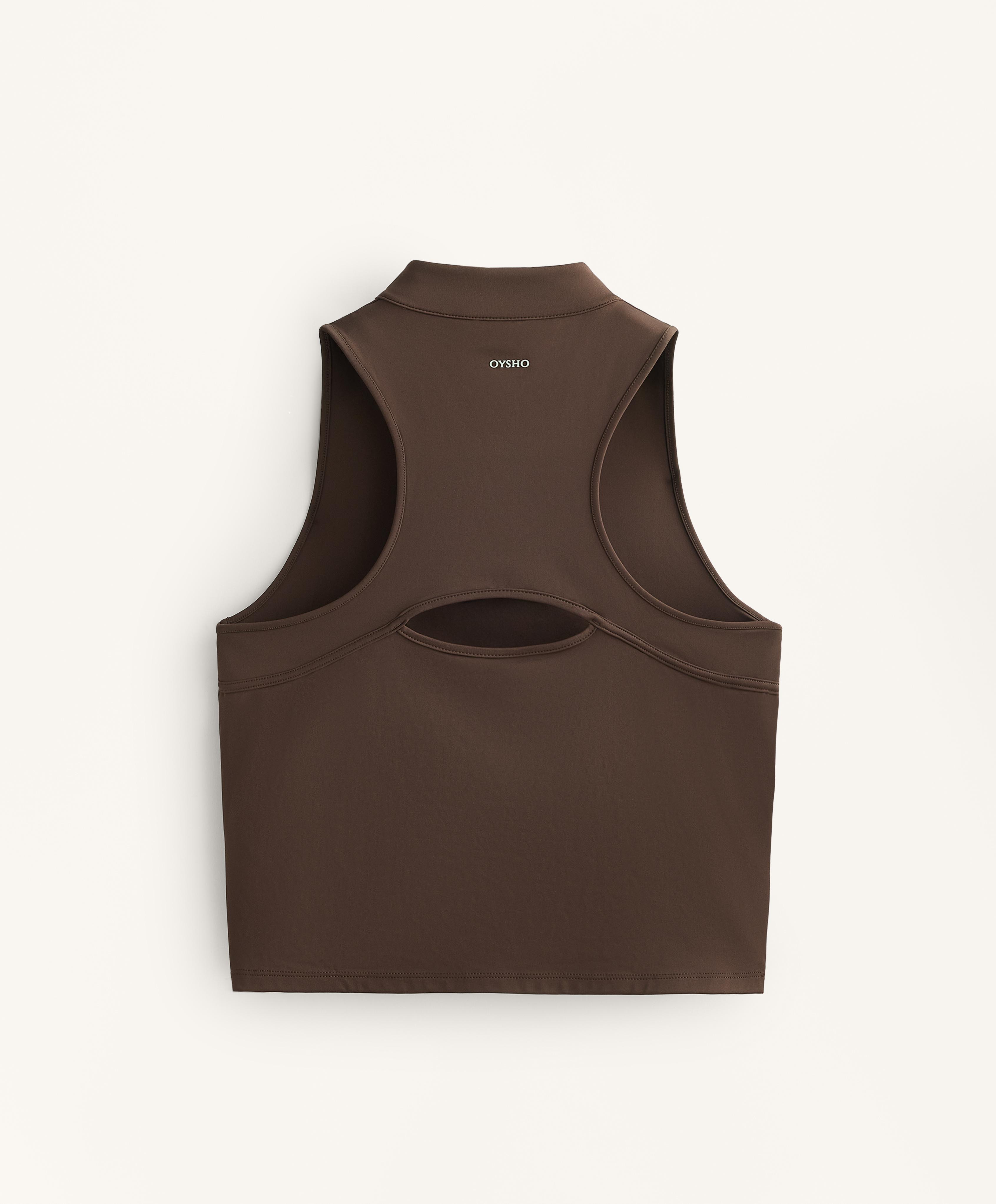 Sleeveless half-zip top