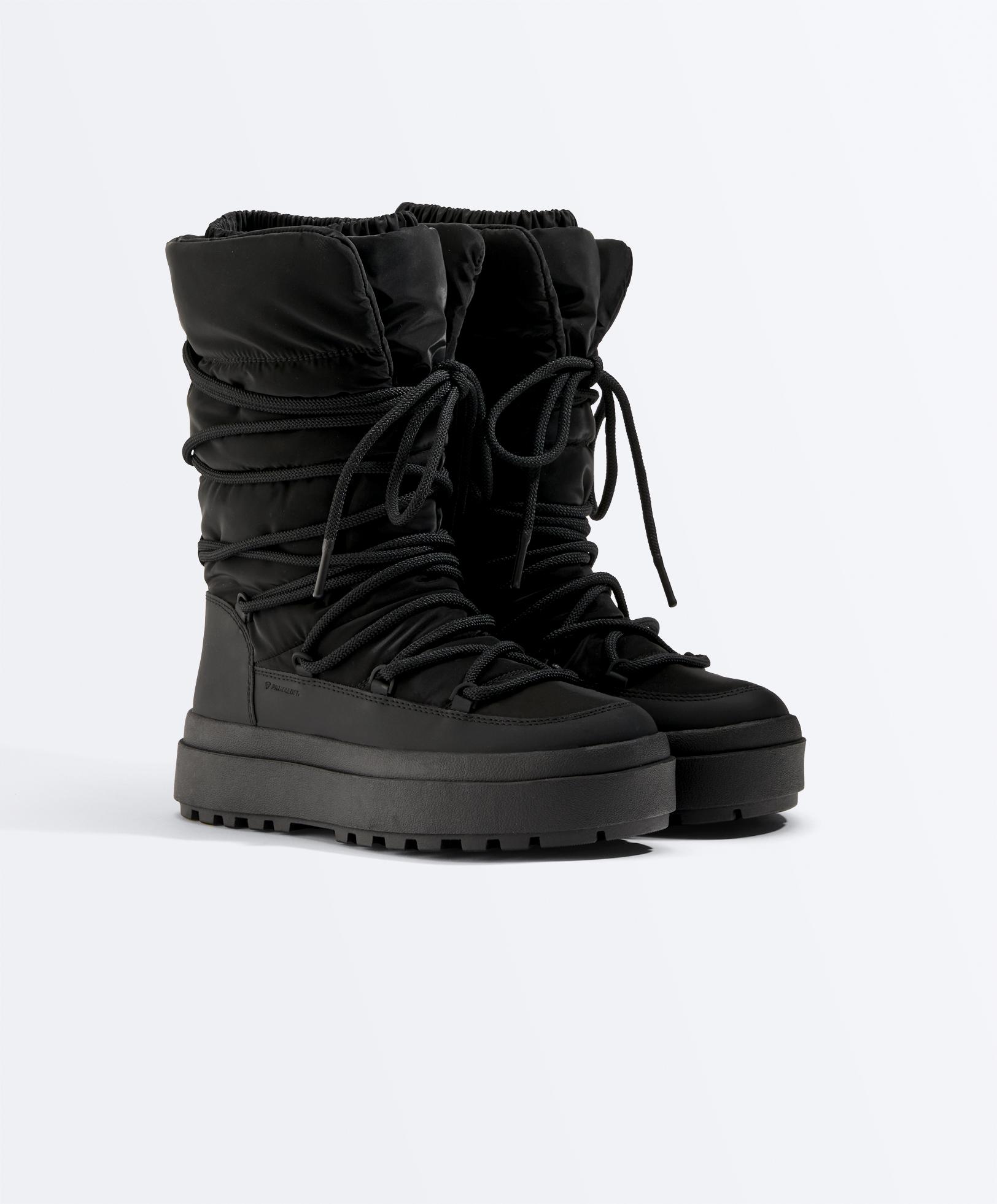 Laced nylon après-ski boots — BLACK