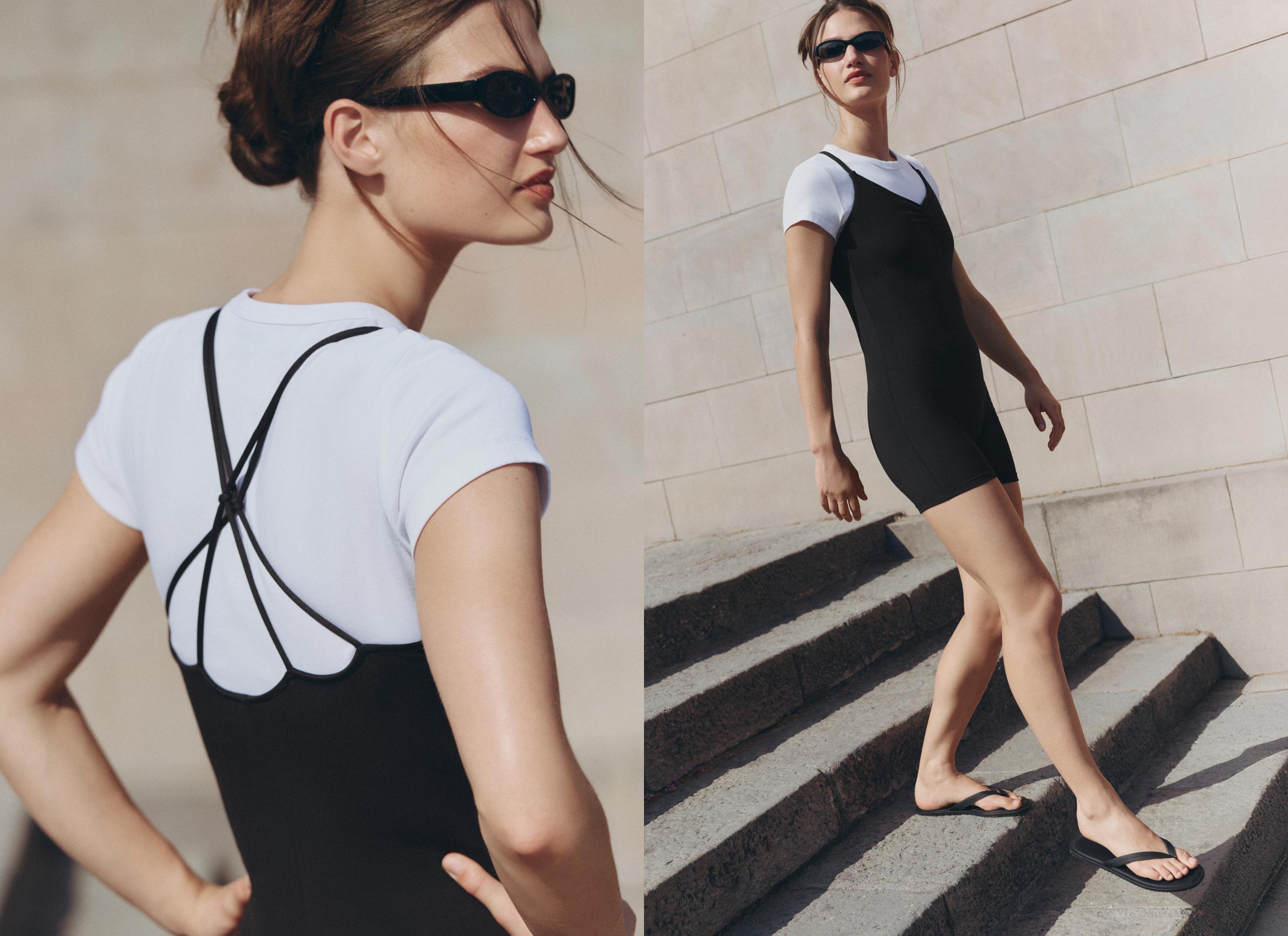 Comfortlux short jumpsuit with knot detail — BLACK