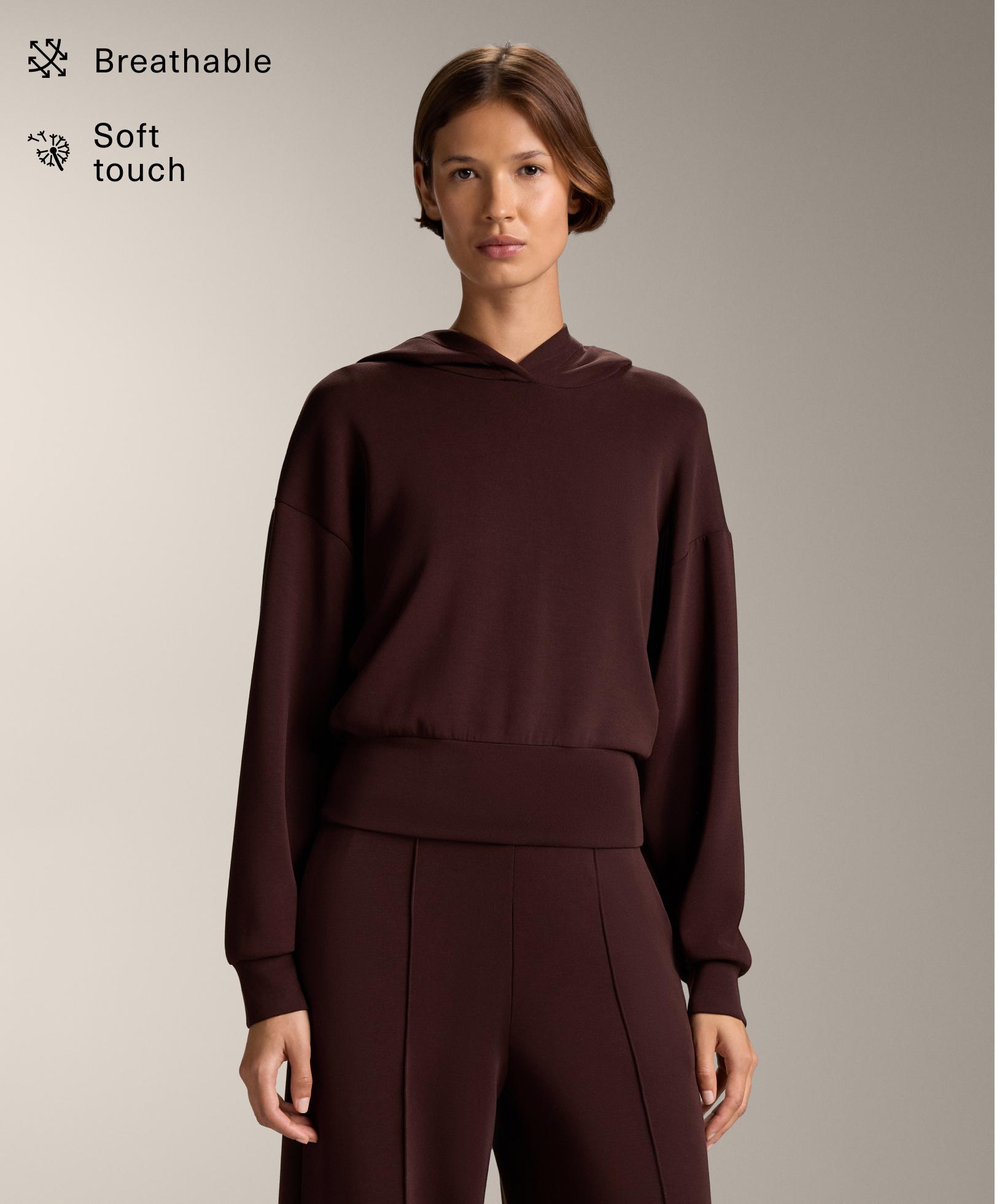 Soft-touch modal crop hoodie with adjustable waist Soft-touch modal crop hoodie with adjustable waist