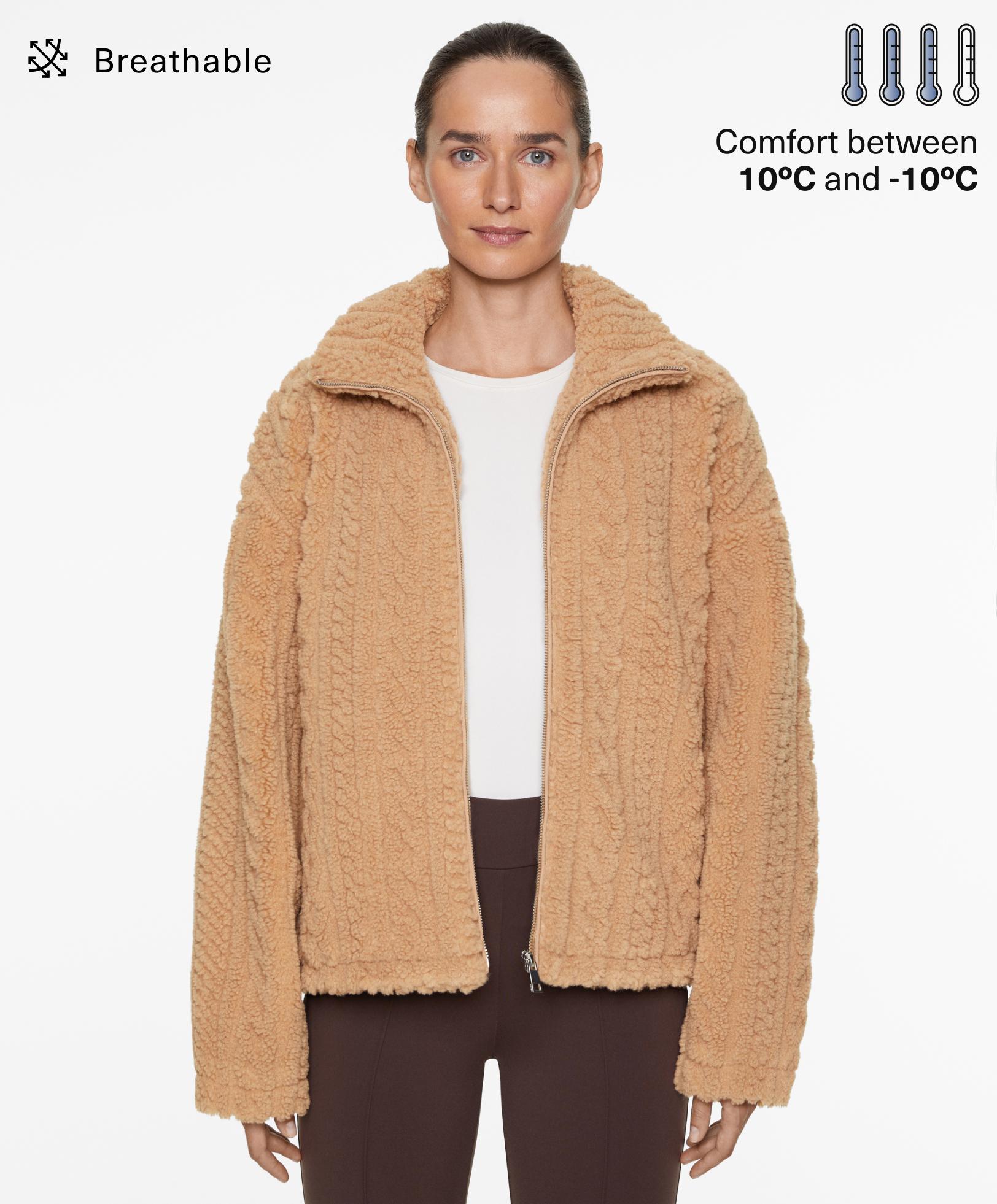 Cable-knit faux-shearling jacket