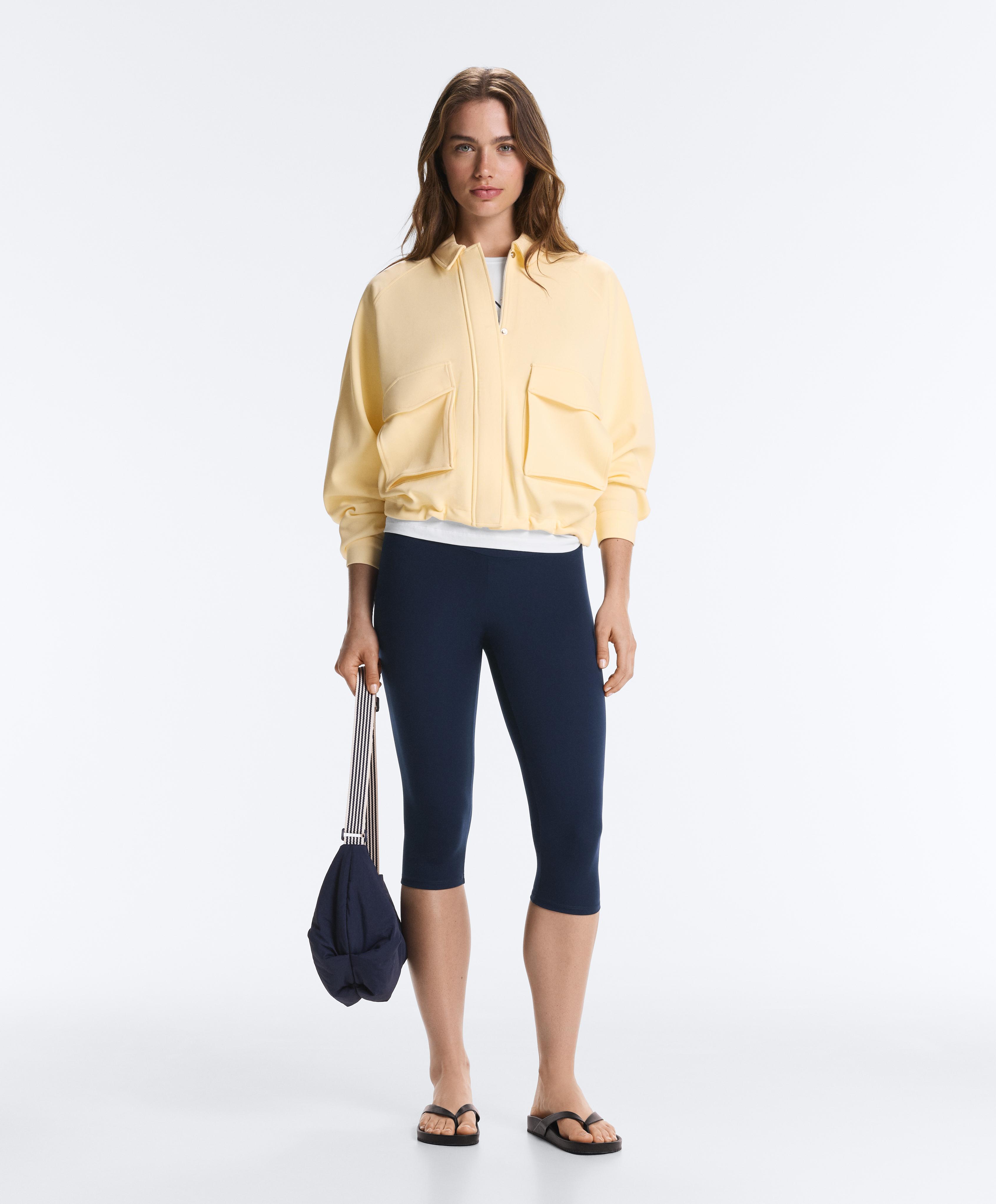 Cotton piqué pocket jacket — PALE YELLOW