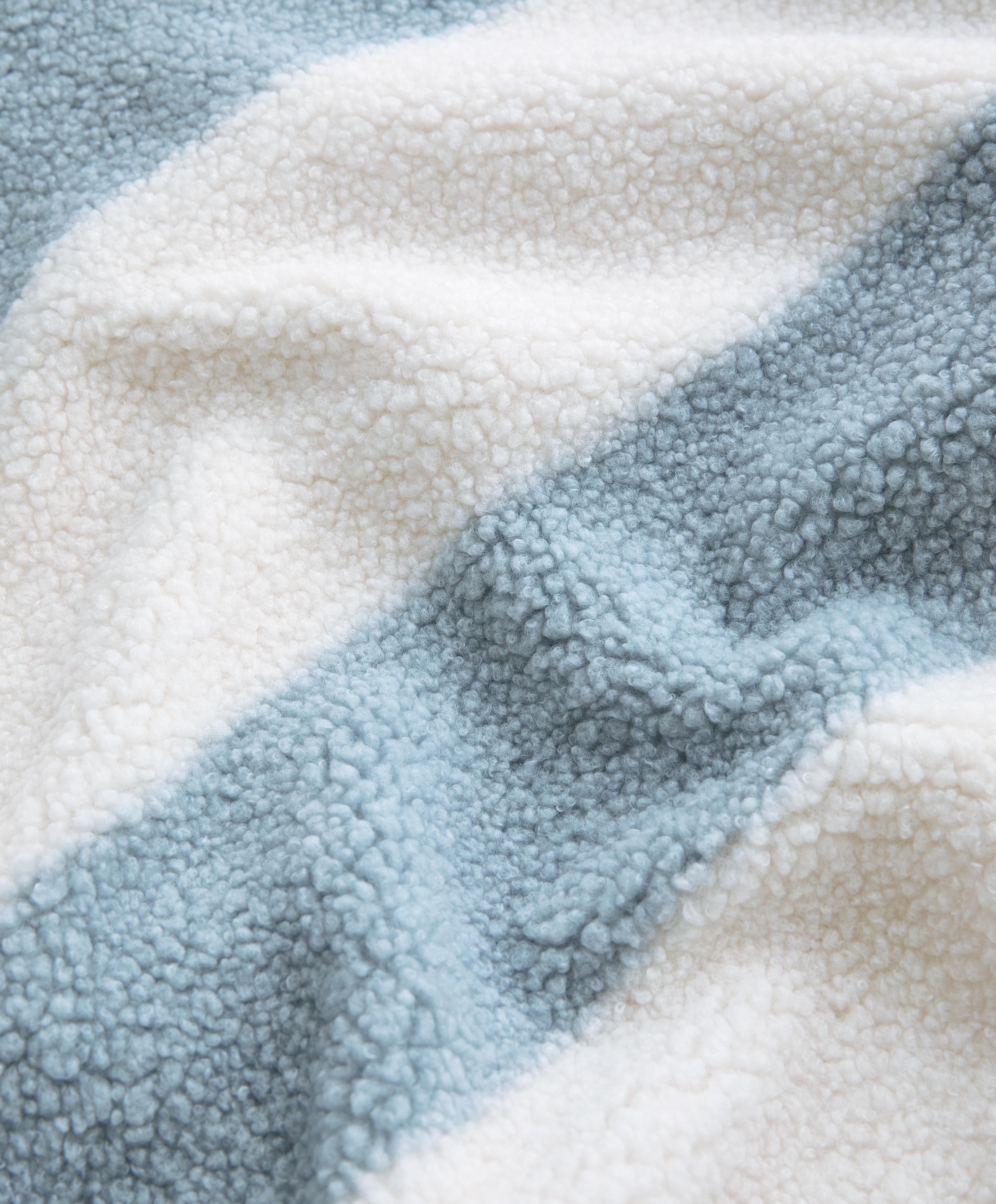 Striped faux-shearling bomber jacket — DUSTY-BLUE