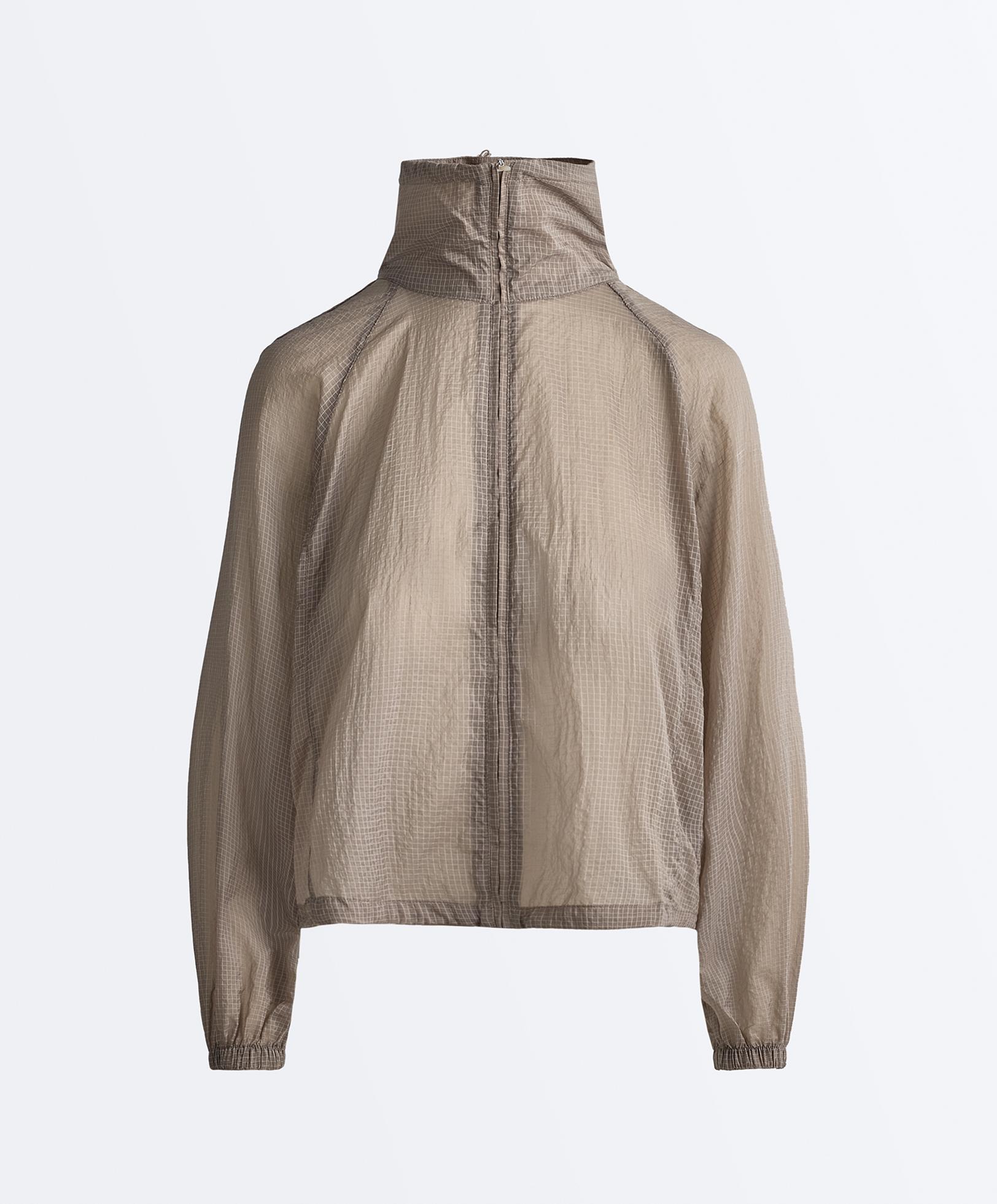 Check track jacket — MINK GREY