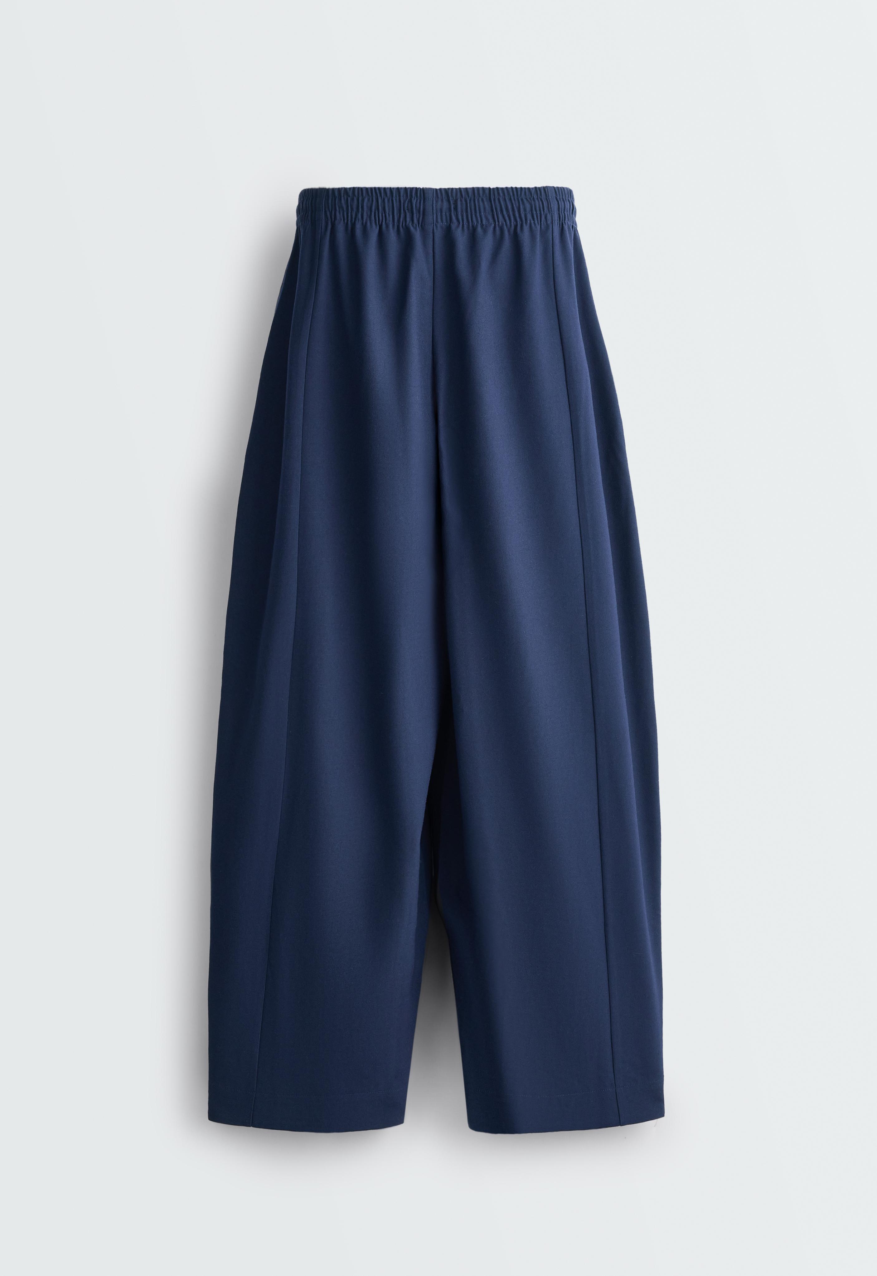 13% wool balloon trousers — NAVY BLUE
