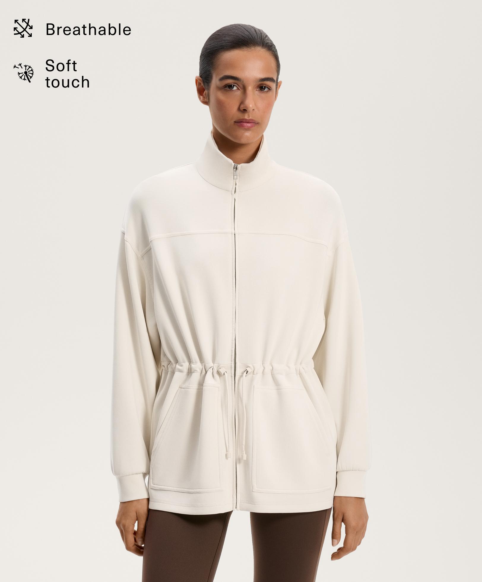 Long soft-touch jacket with modal and pockets - Sale Long soft-touch jacket with modal and pockets - Sale