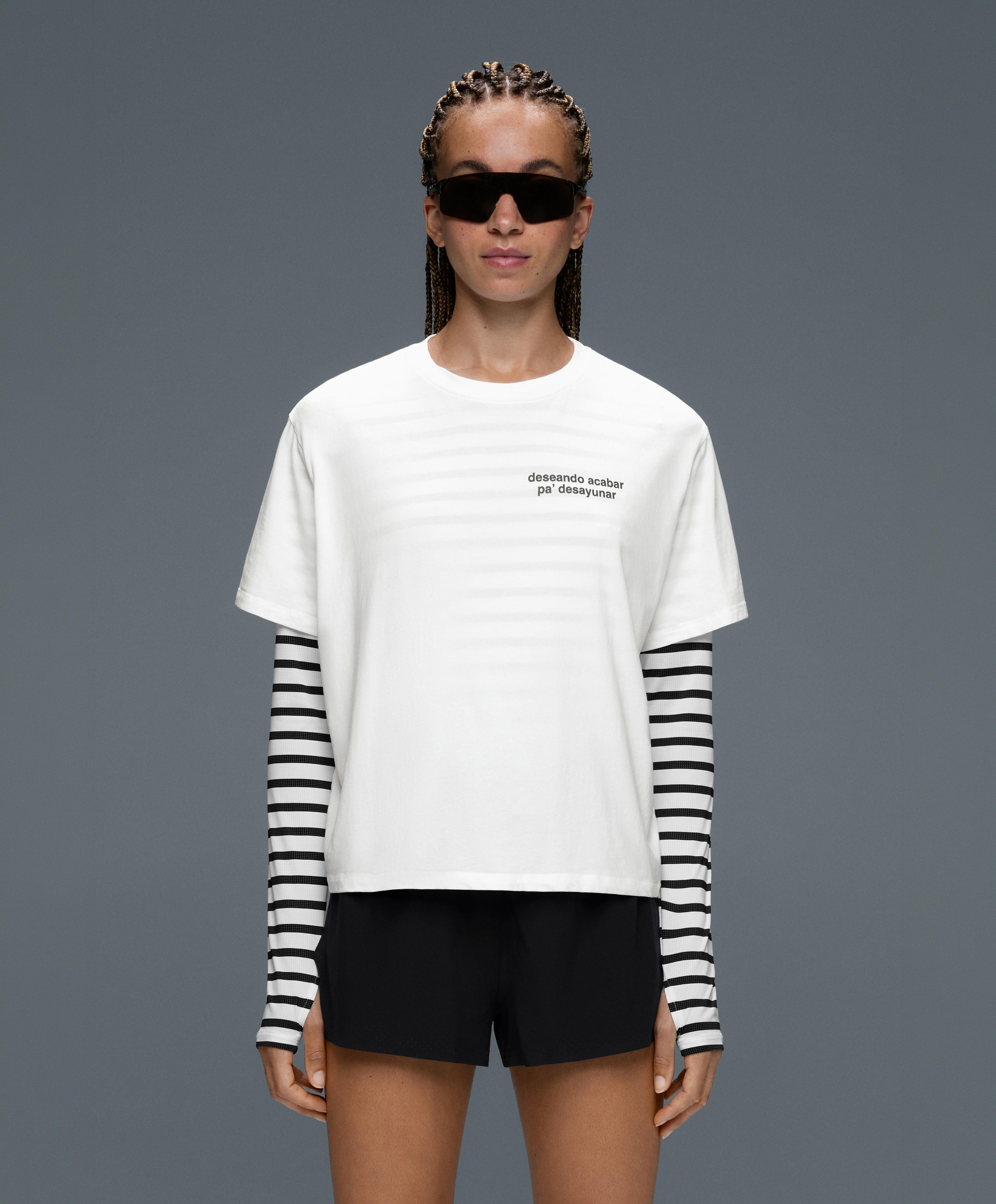 Boxy cotton blend T-shirt with slogan — WHITE 