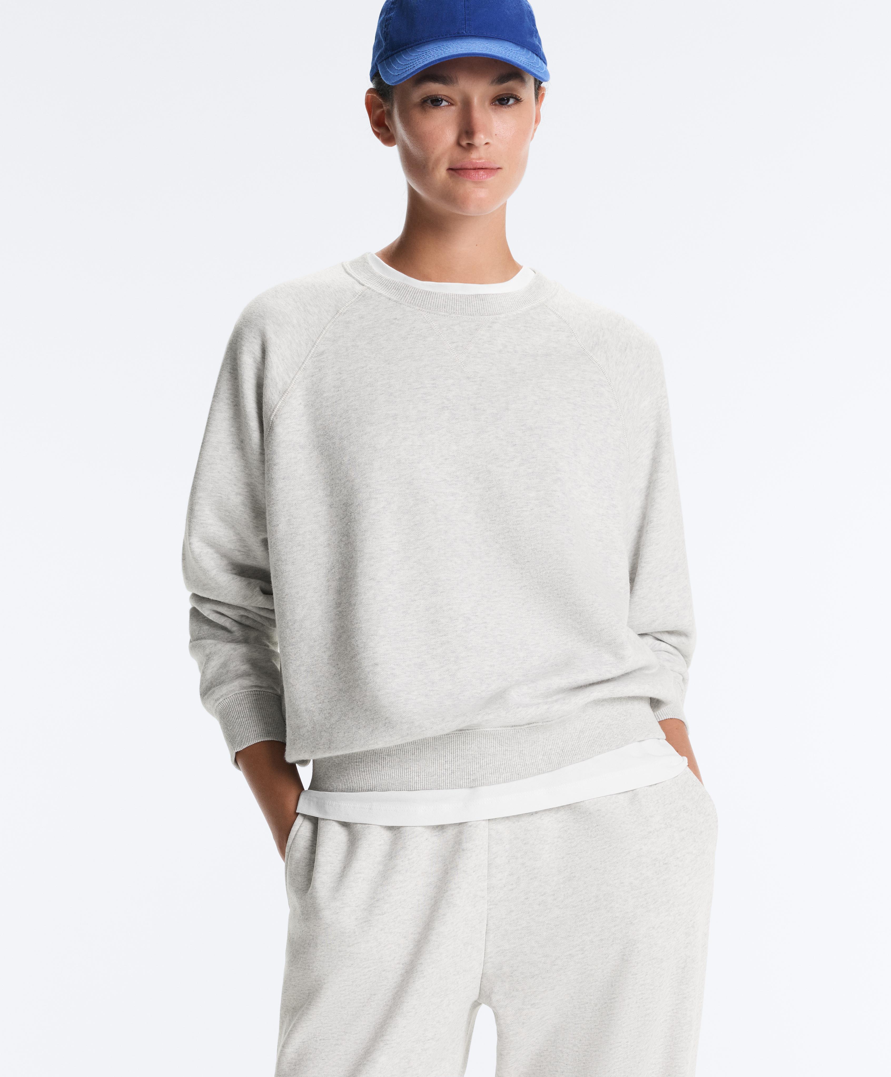 Cotton-blend marl fleece sweatshirt — PALE GREY MELANGE