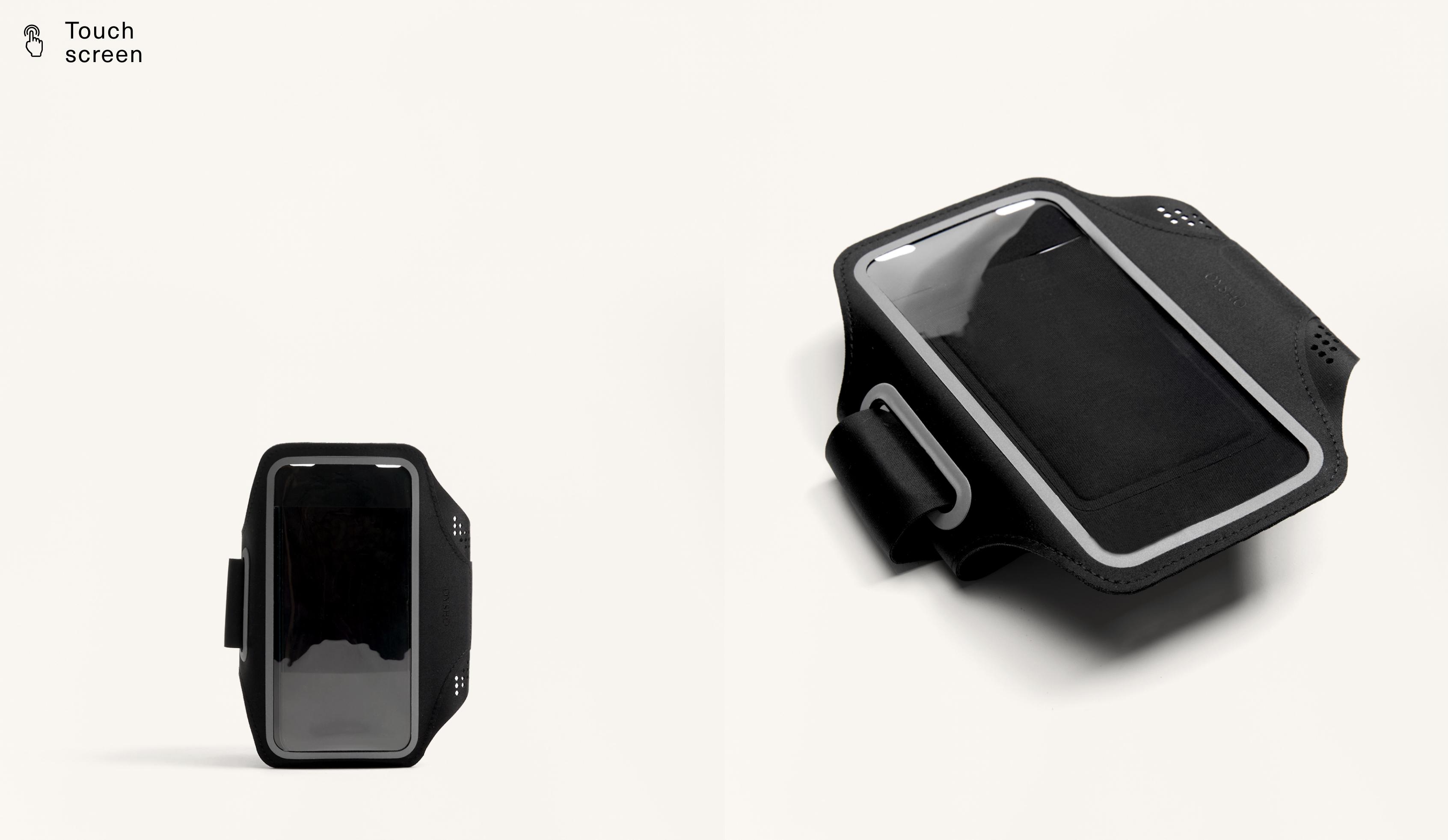 Telefoonhouder met touchscreen voor de arm