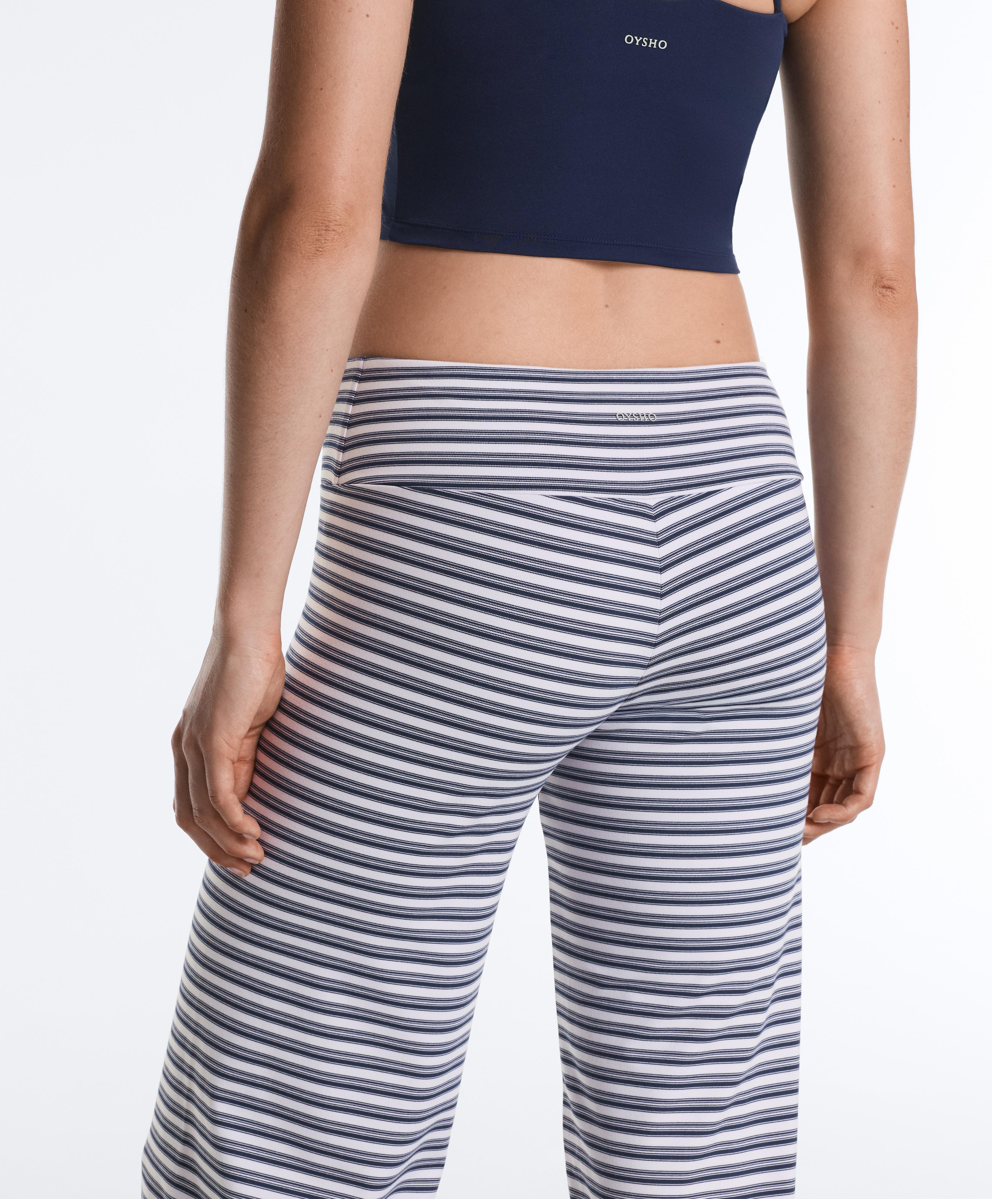High-rise Comfortlux striped straight-leg trousers — NAVY BLUE