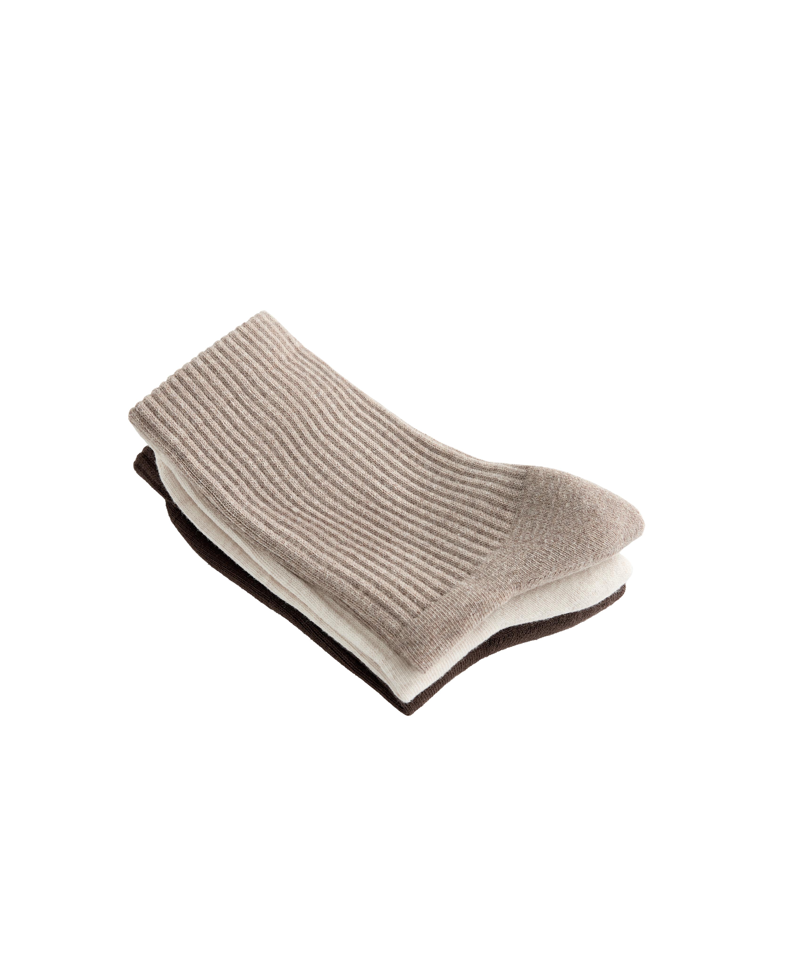 3 pairs of cotton blend classic socks — TAN MELANGE