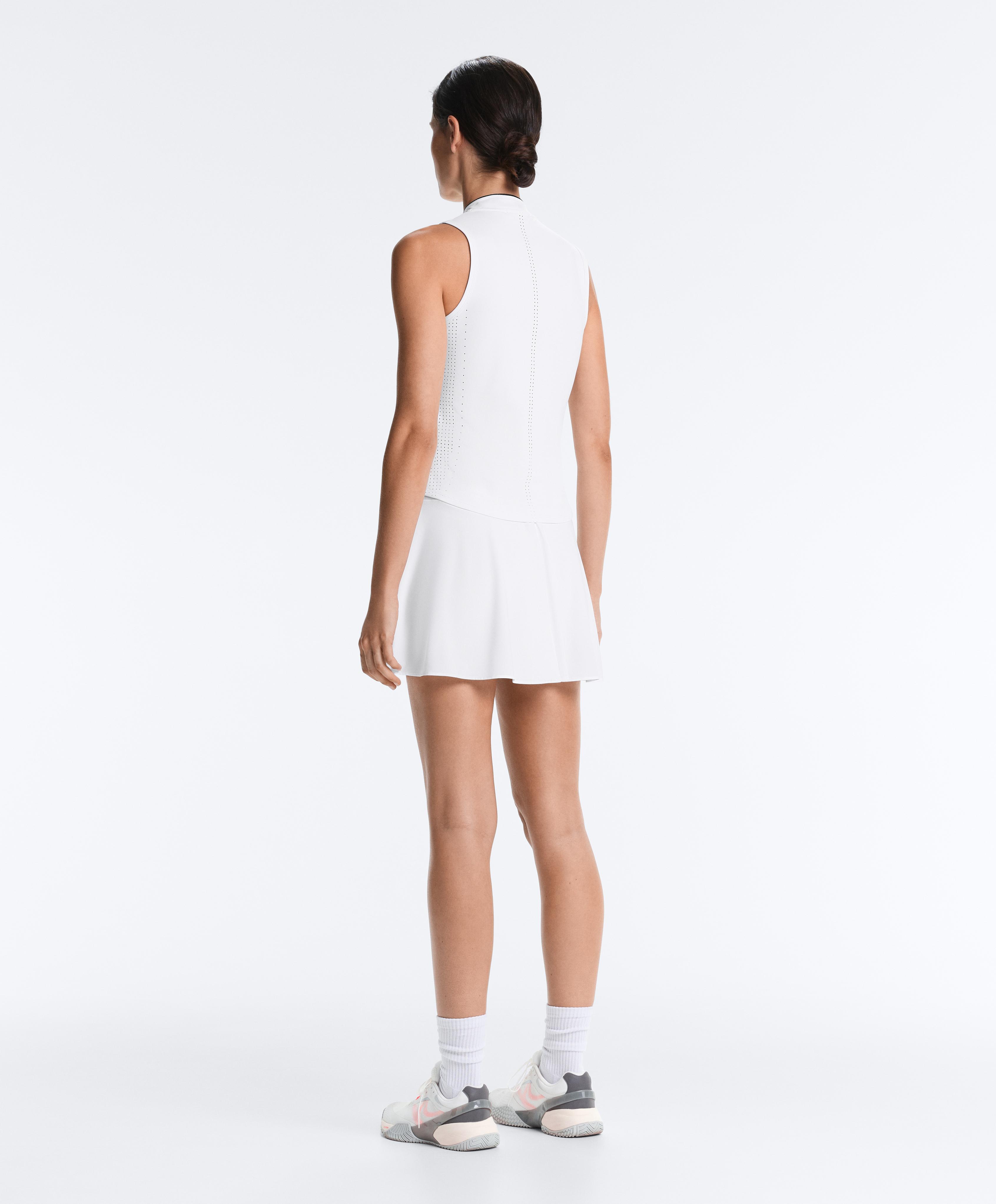 Technical sleeveless T-shirt with half zip — WHITE
