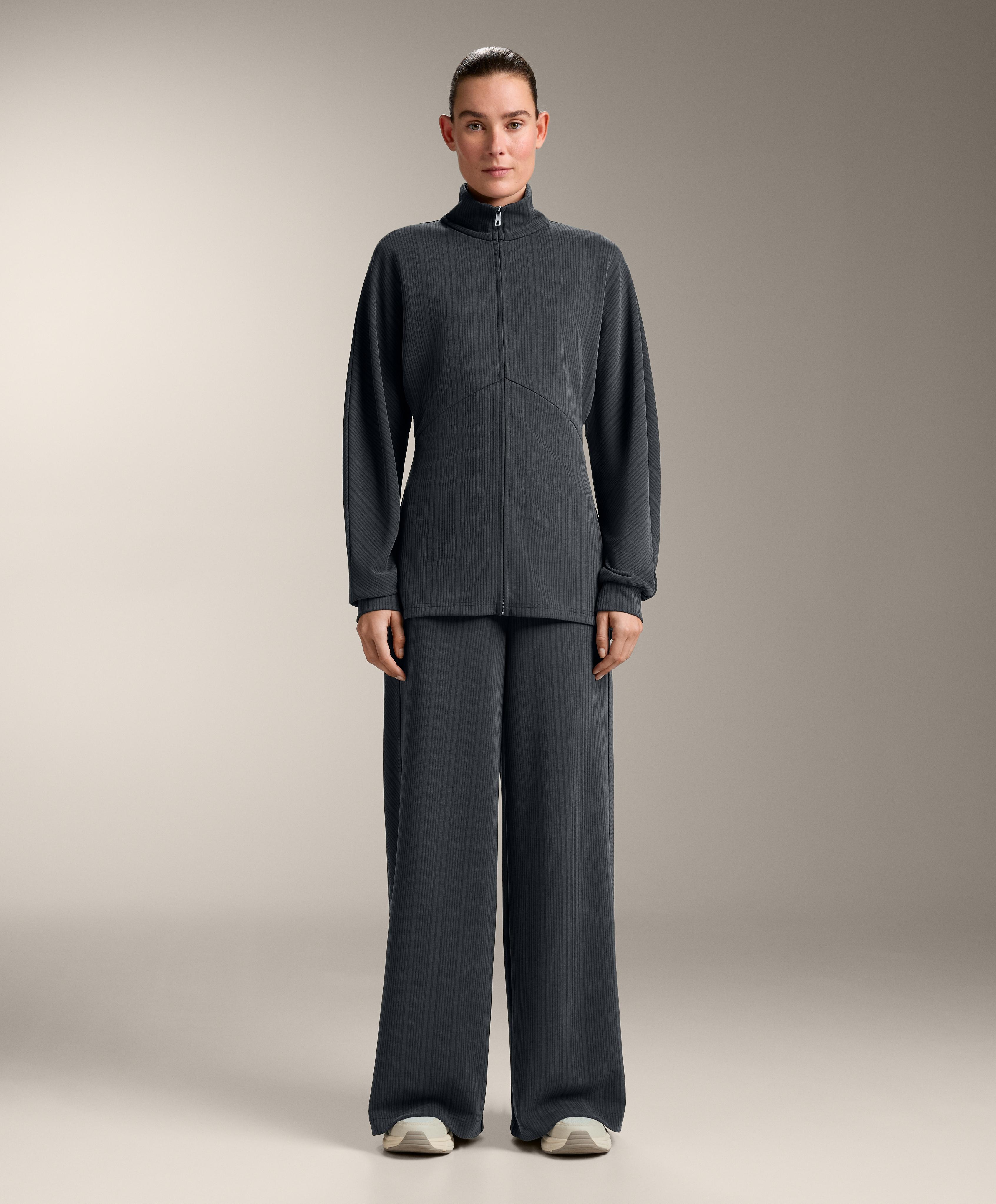 Long asymmetrical stripe jacket with modal — ASPHALT