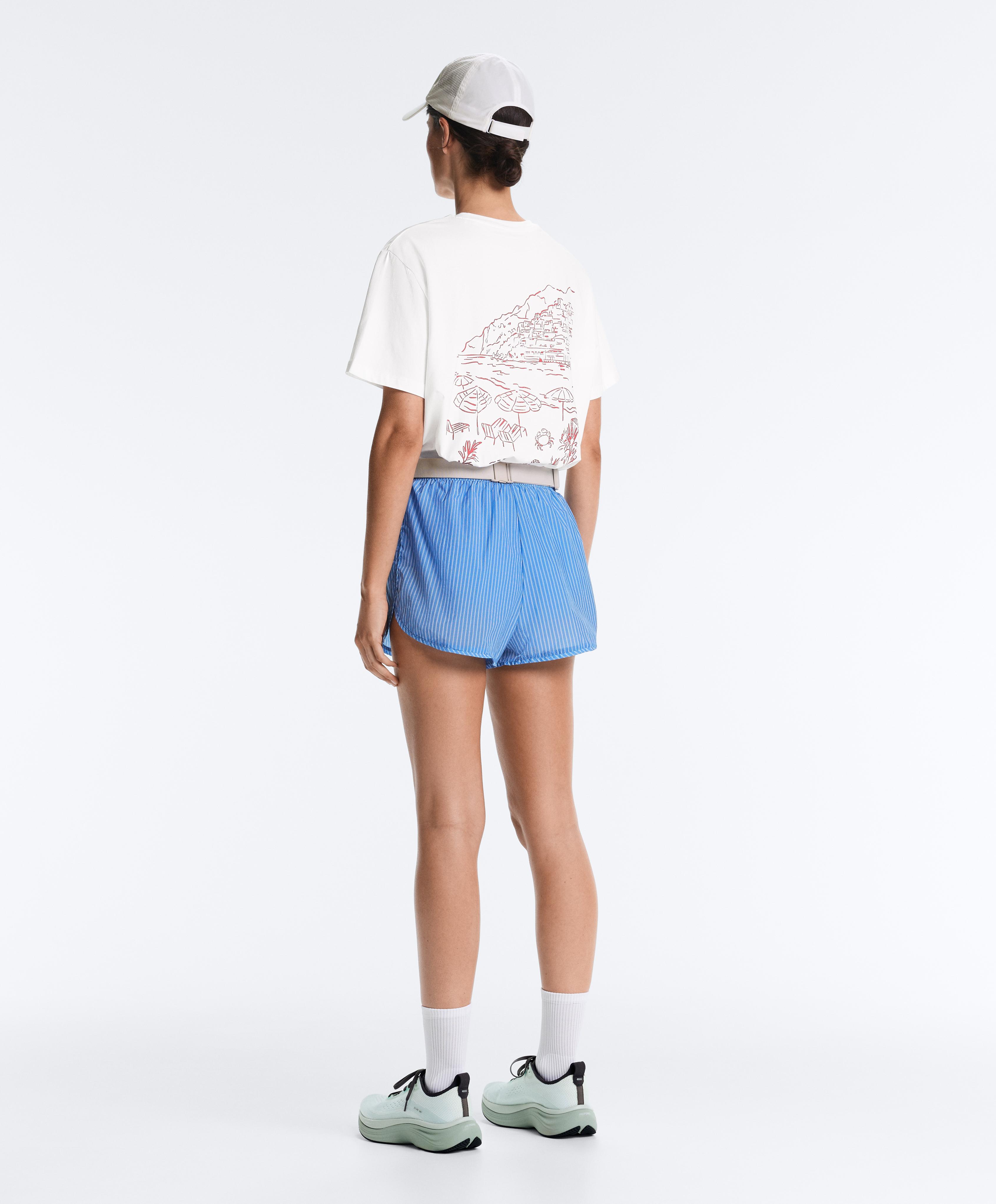 Striped technical shorts — PALE LAVENDER BLUE