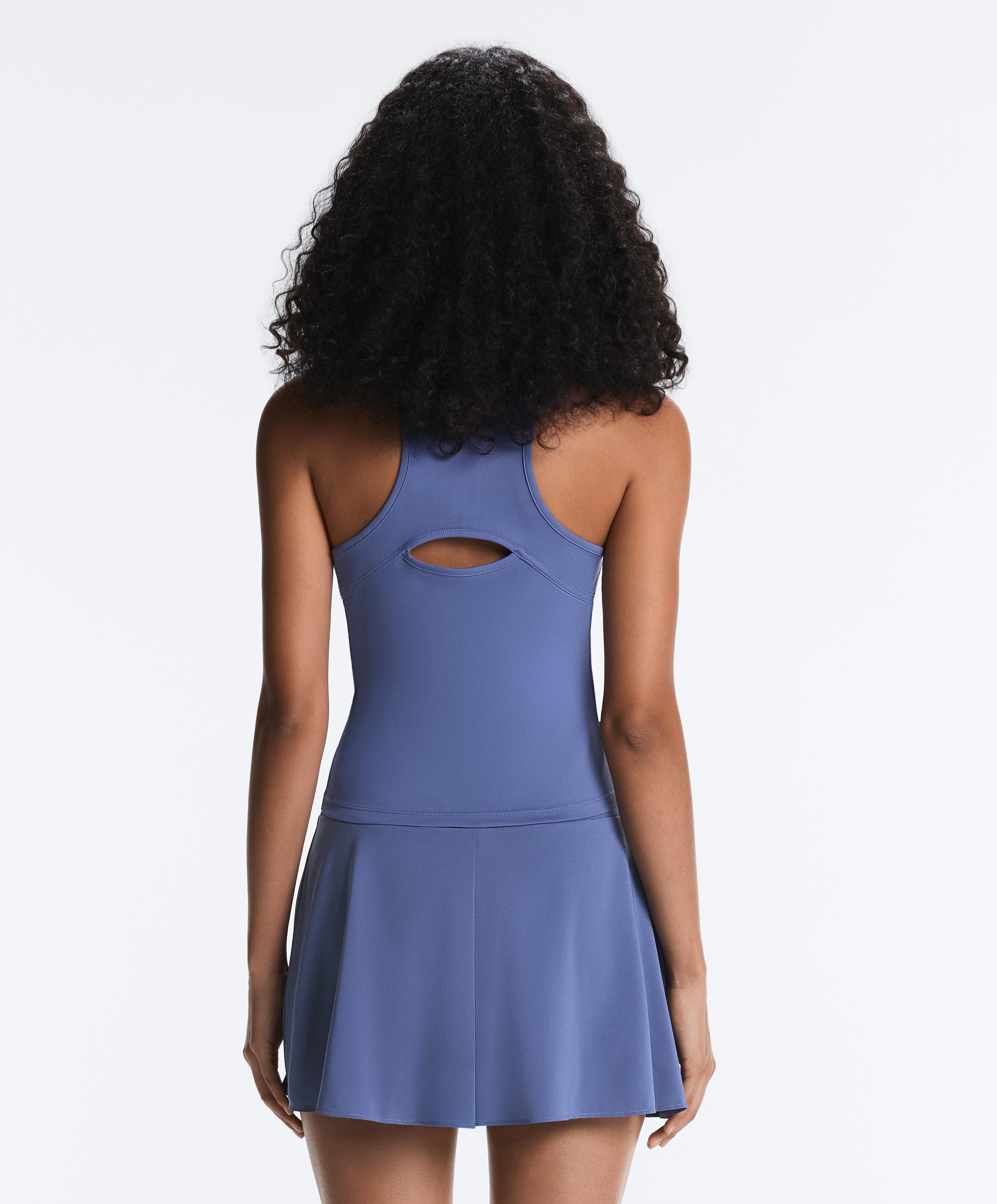 Half-zip sleeveless top — MID-WASHED BLUE