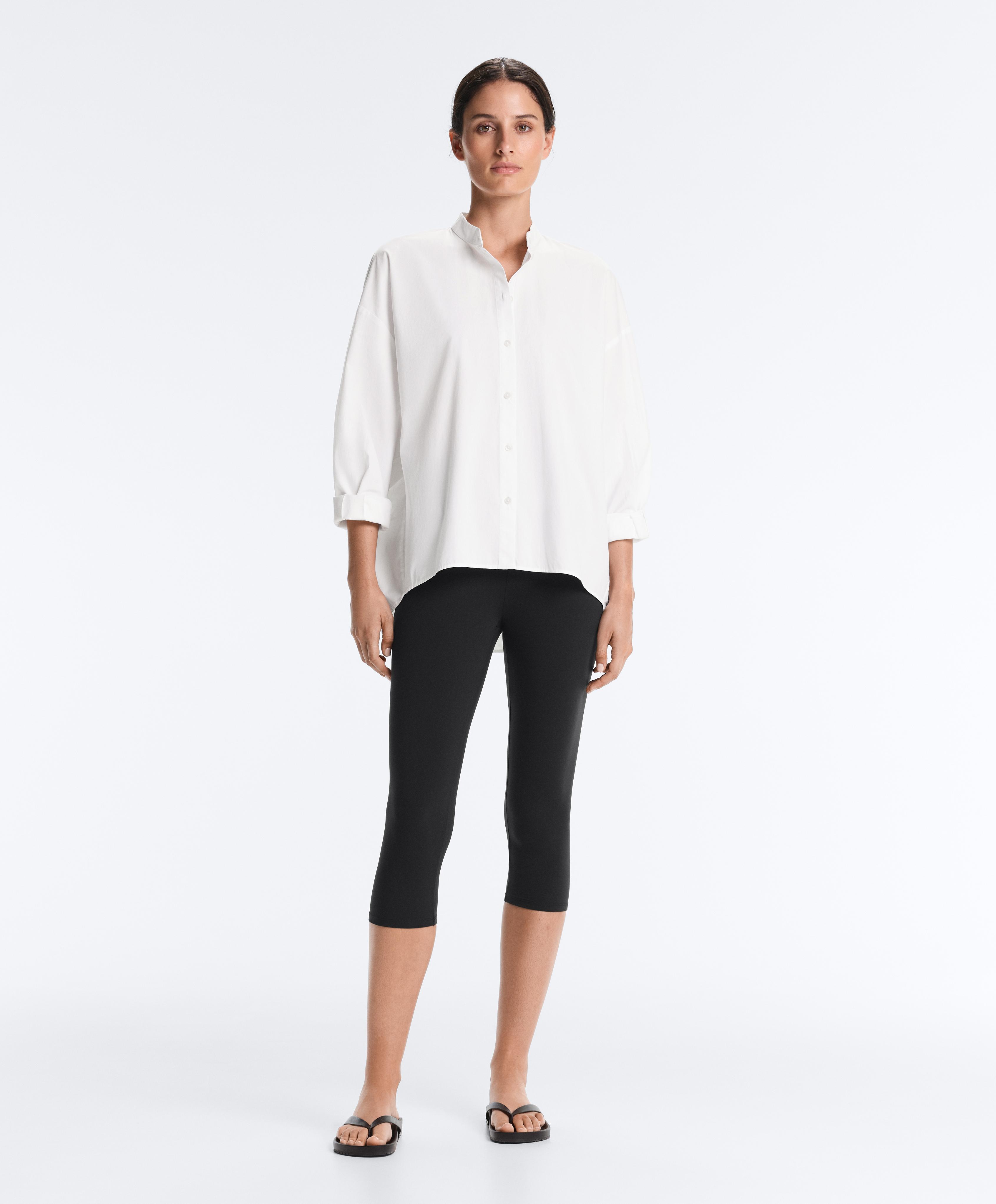 100% cotton stand-up collar shirt — WHITE