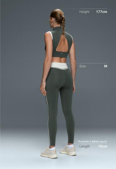 ankle-length High rise Compressive Core control block leggings — OCEAN 5