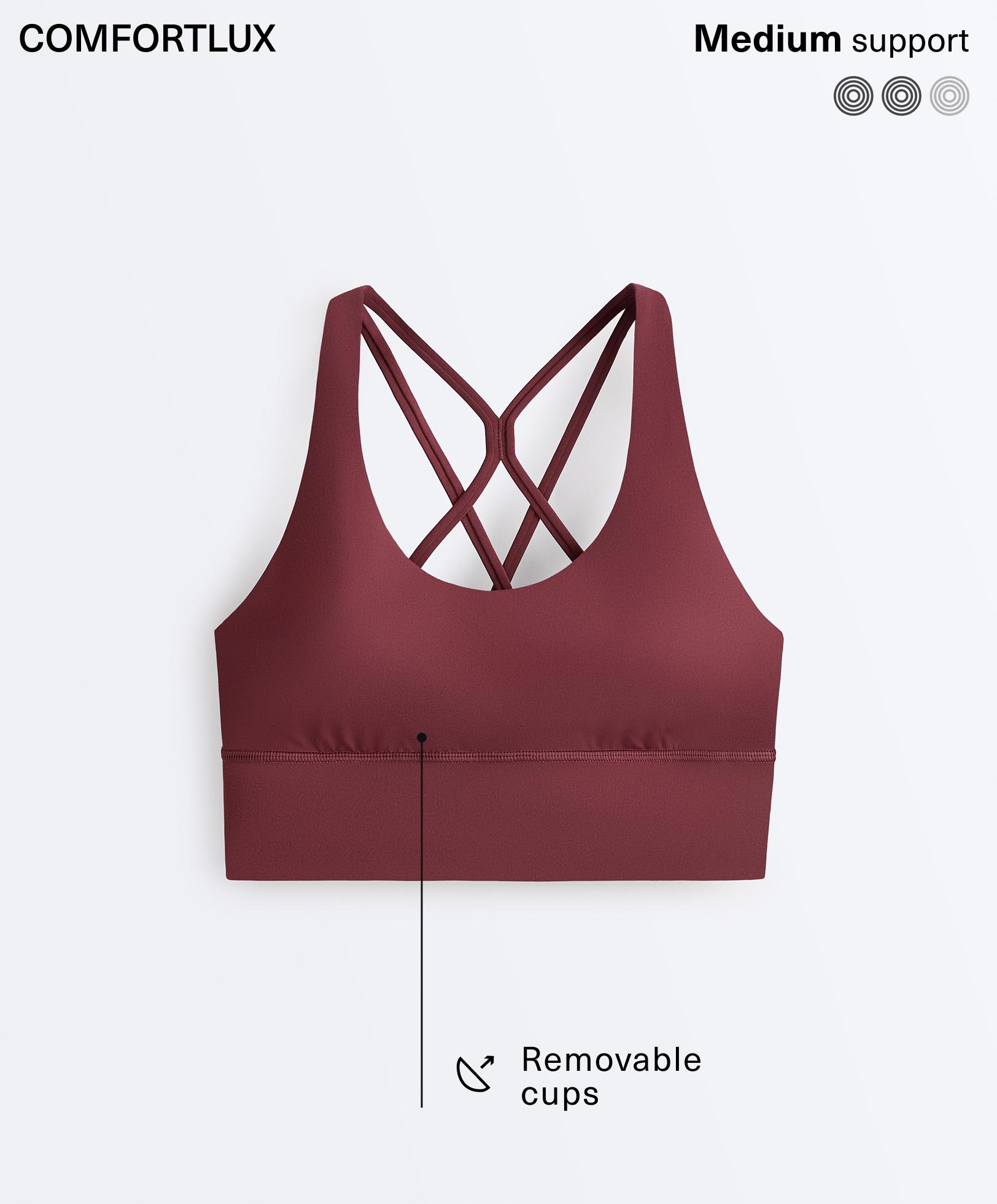Medium-support Comfortlux sports bra with cups — CHERRY