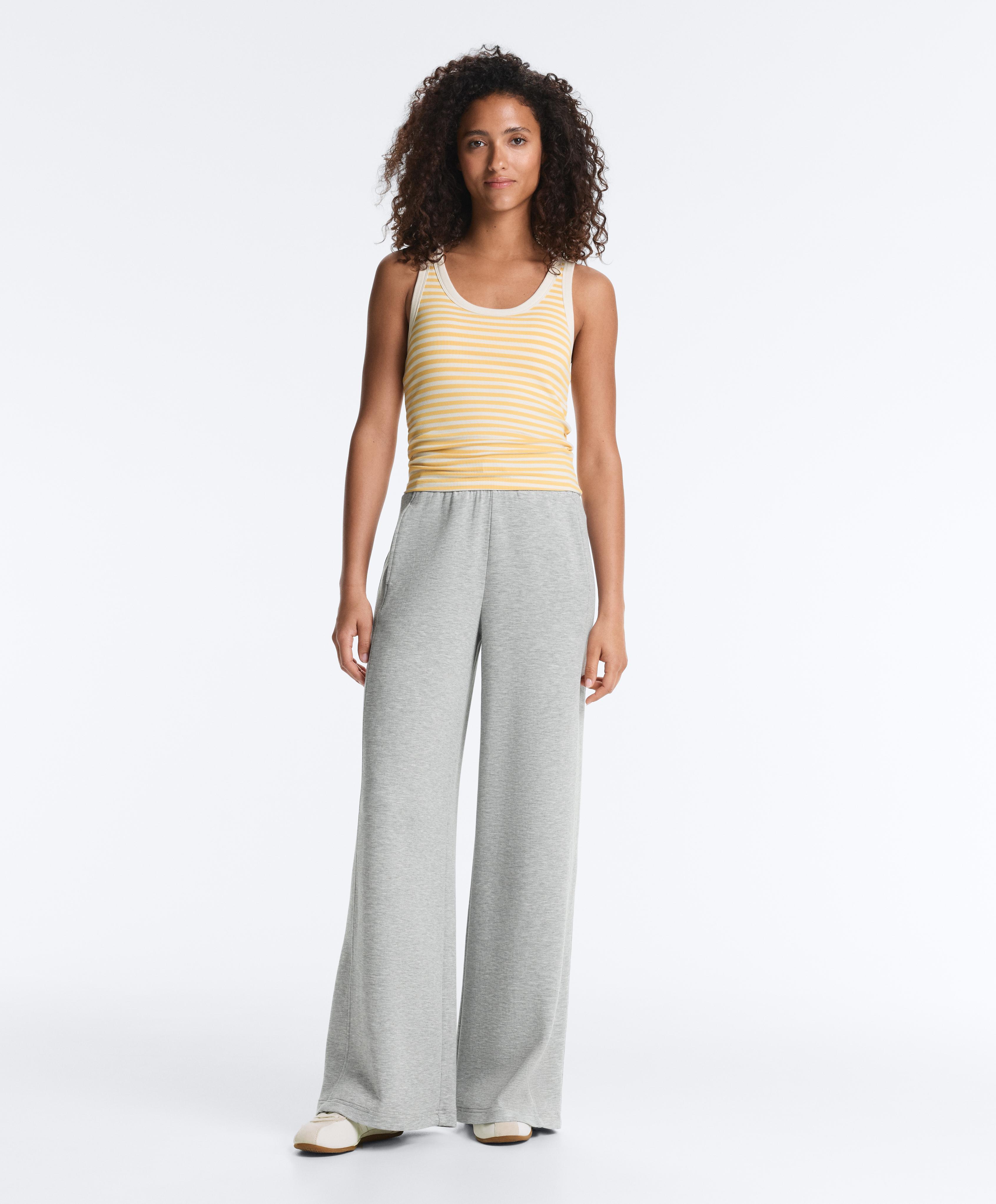 Long modal rib stripe tank top — MID-YELLOW