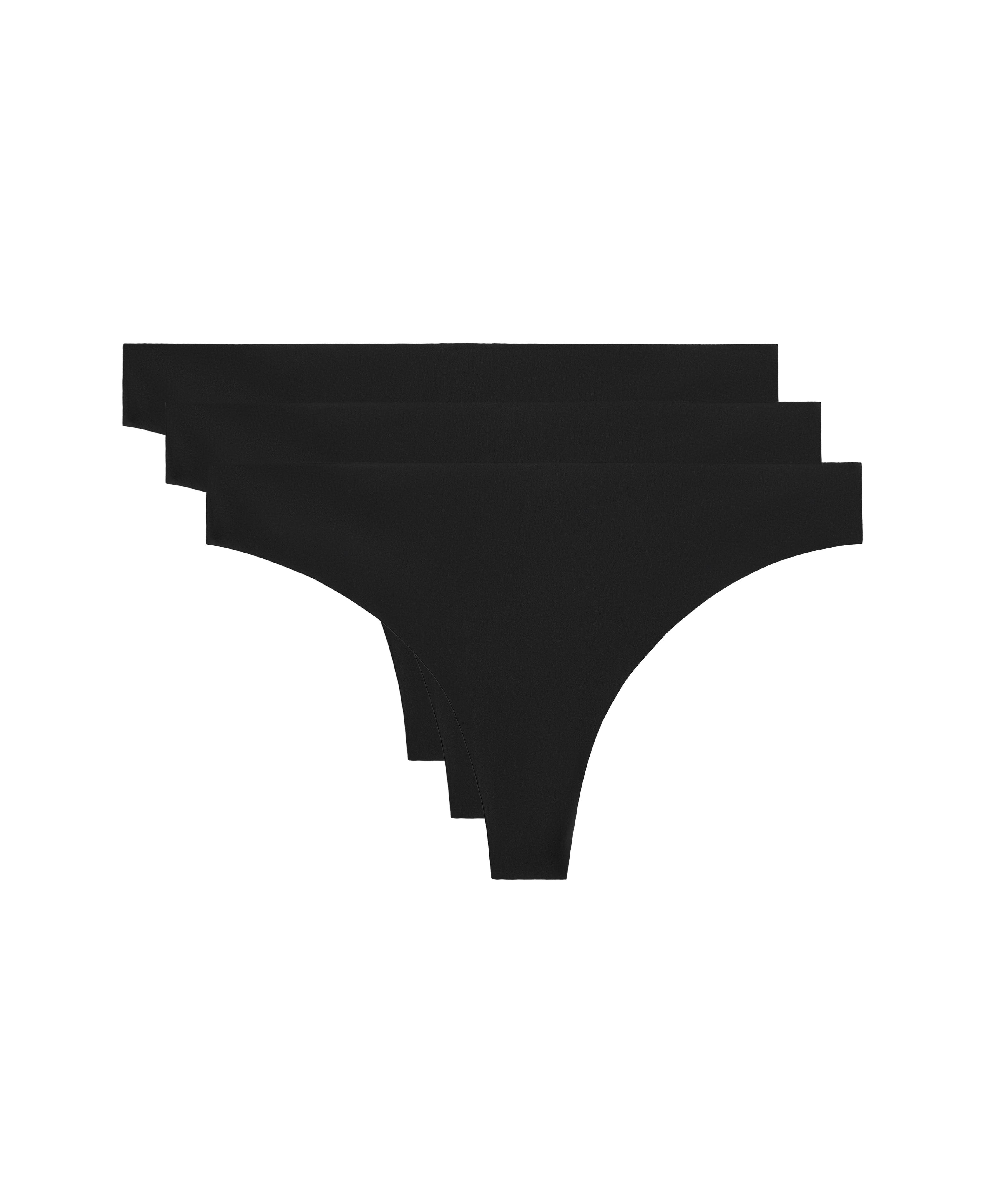 3 polyamide blend invisible thongs — BLACK