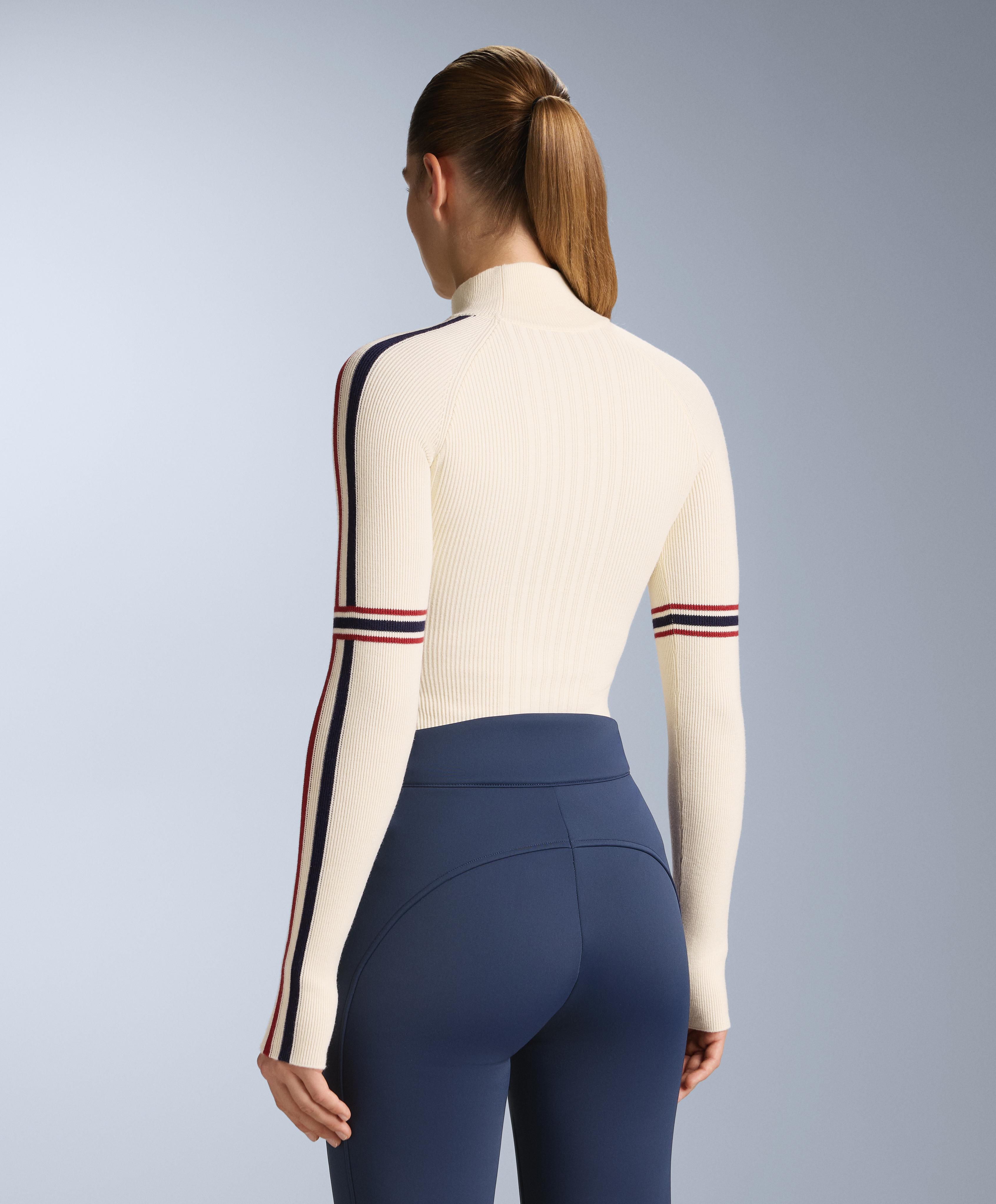Thermal base layer knit T-shirt with contrast details — ECRU