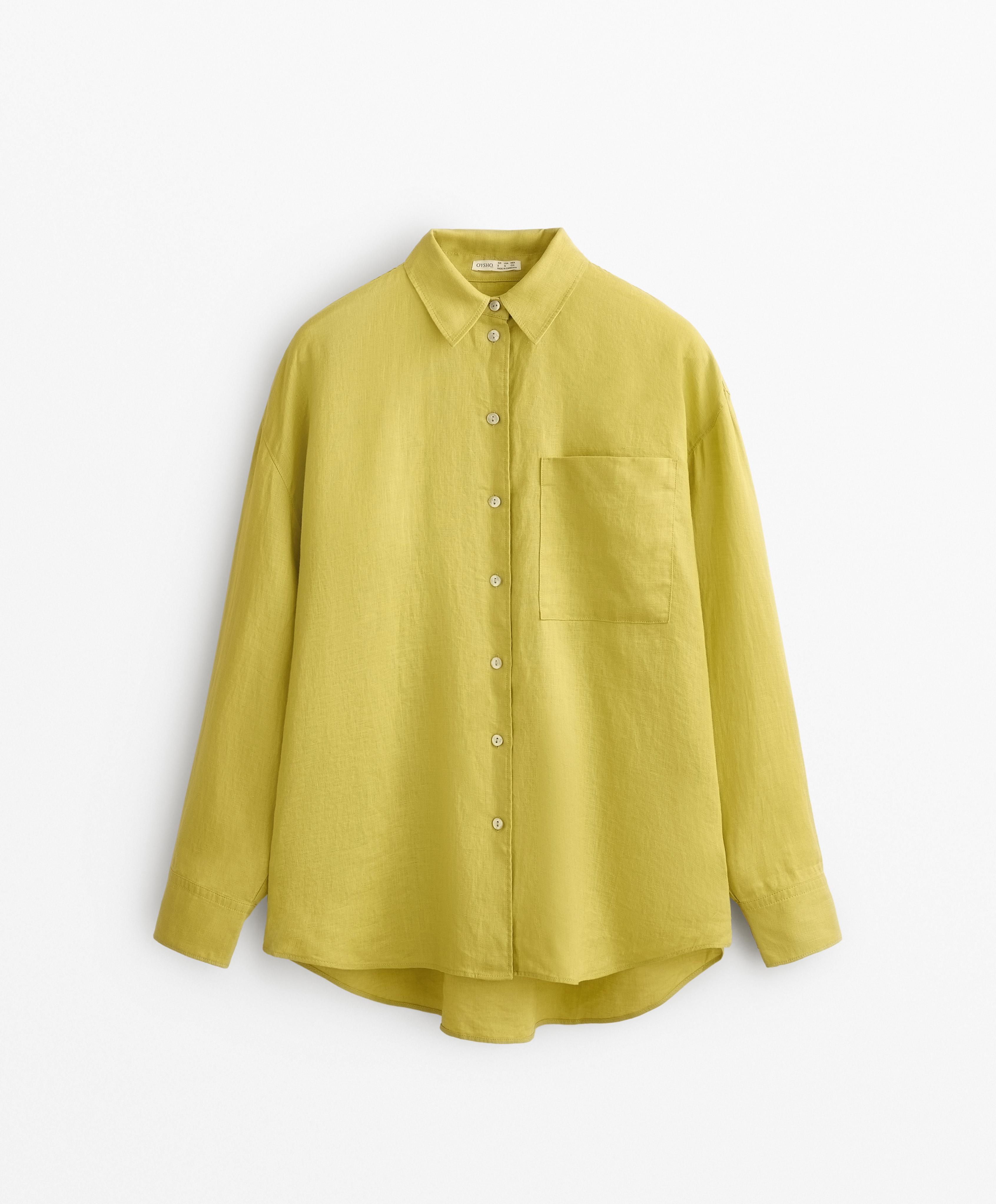 100% linen long-sleeved shirt