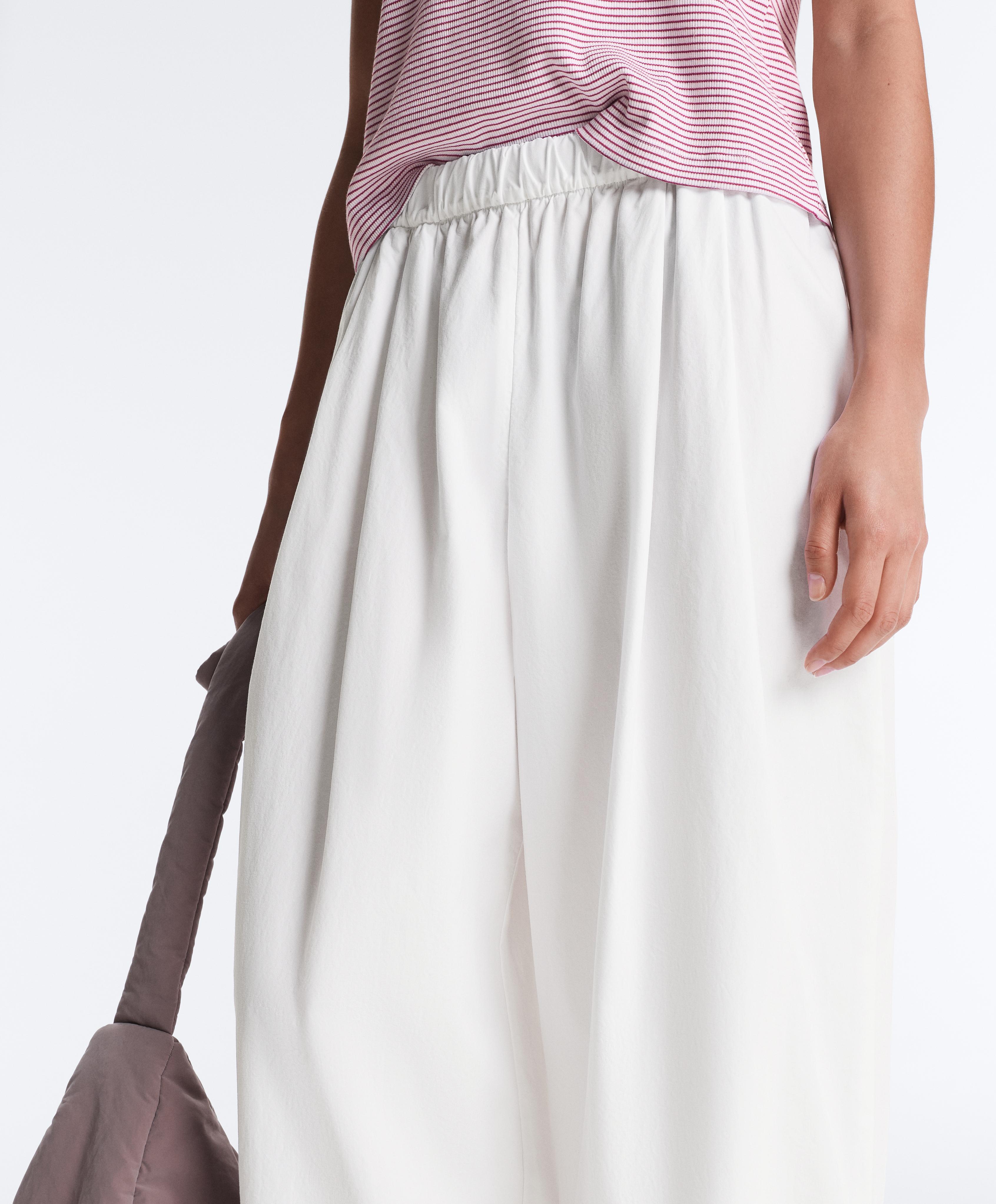 Pleated 100% cotton tapered trousers — WHITE 