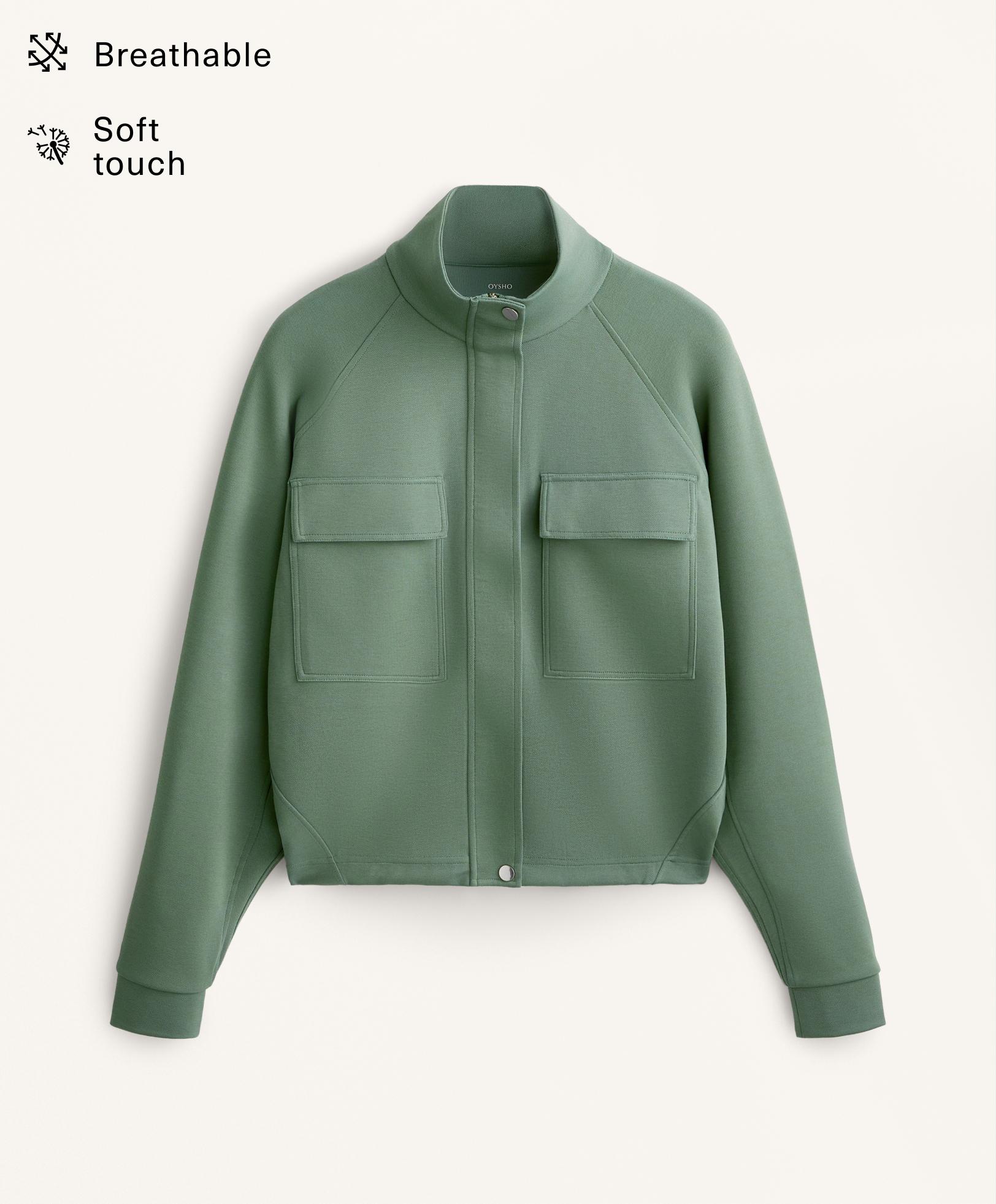 Piqué pockets jacket with cotton