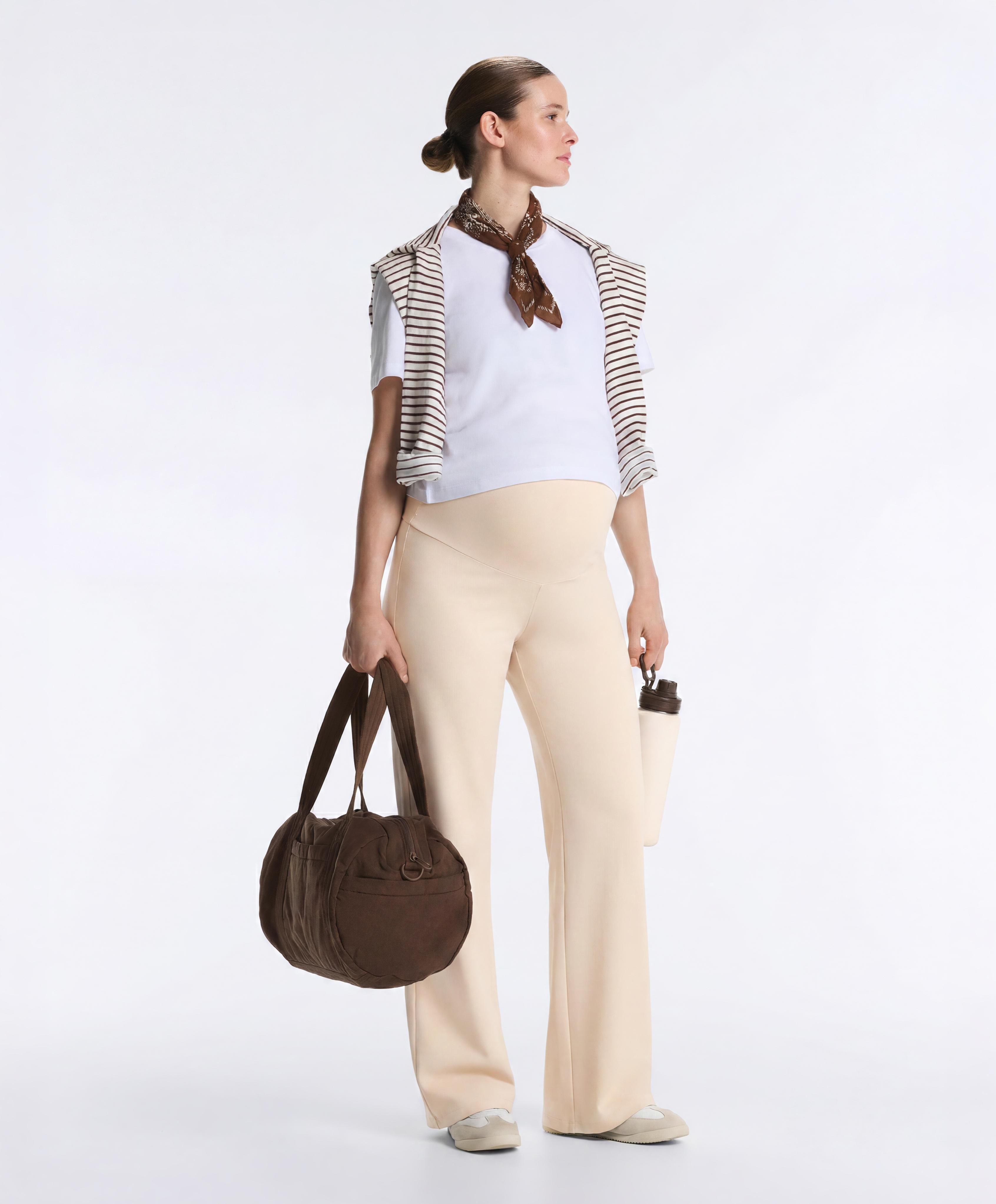 Comfortlux maternity straight-leg trousers — SAND