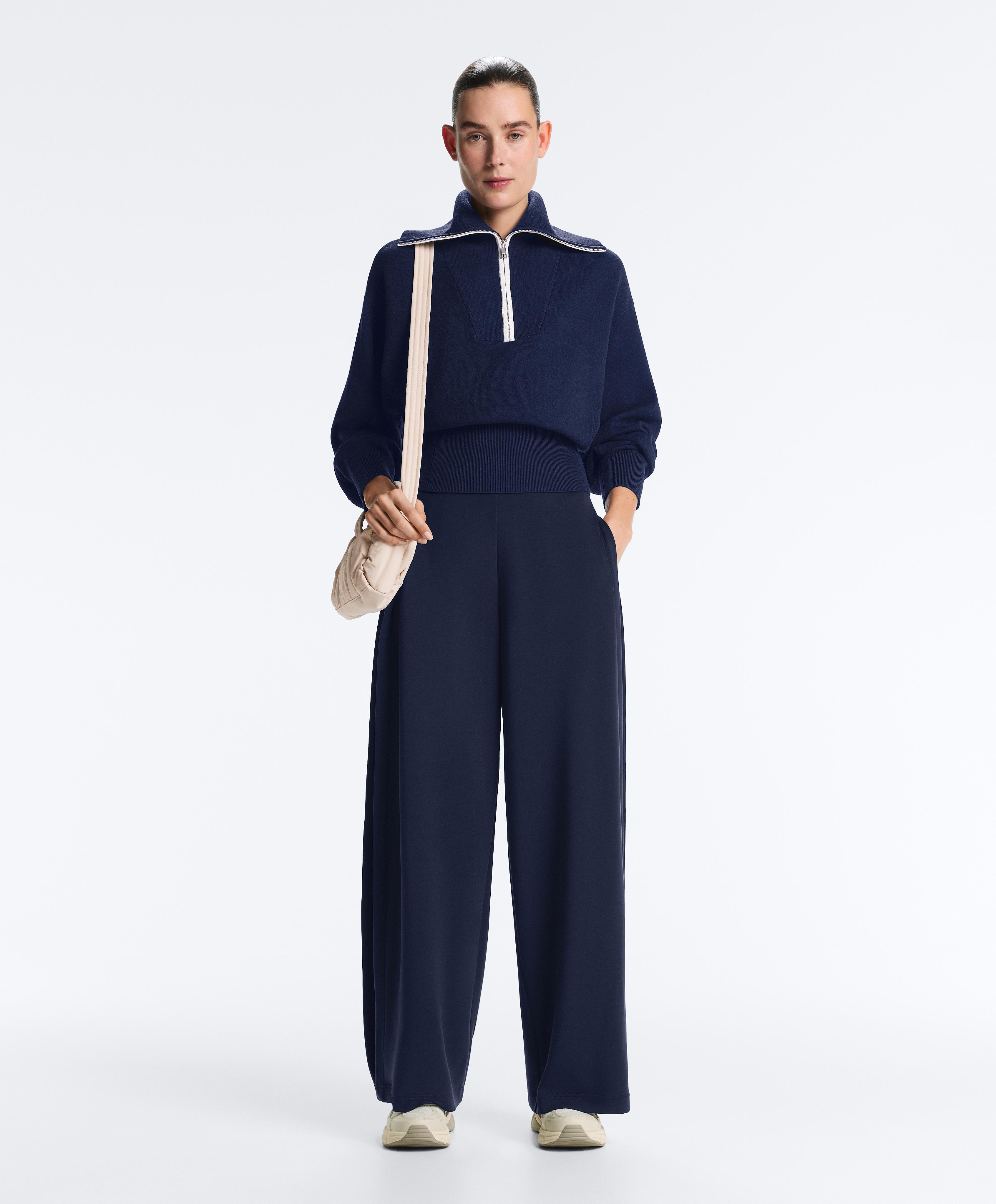 Half-zip high-neck jumper — NAVY BLUE