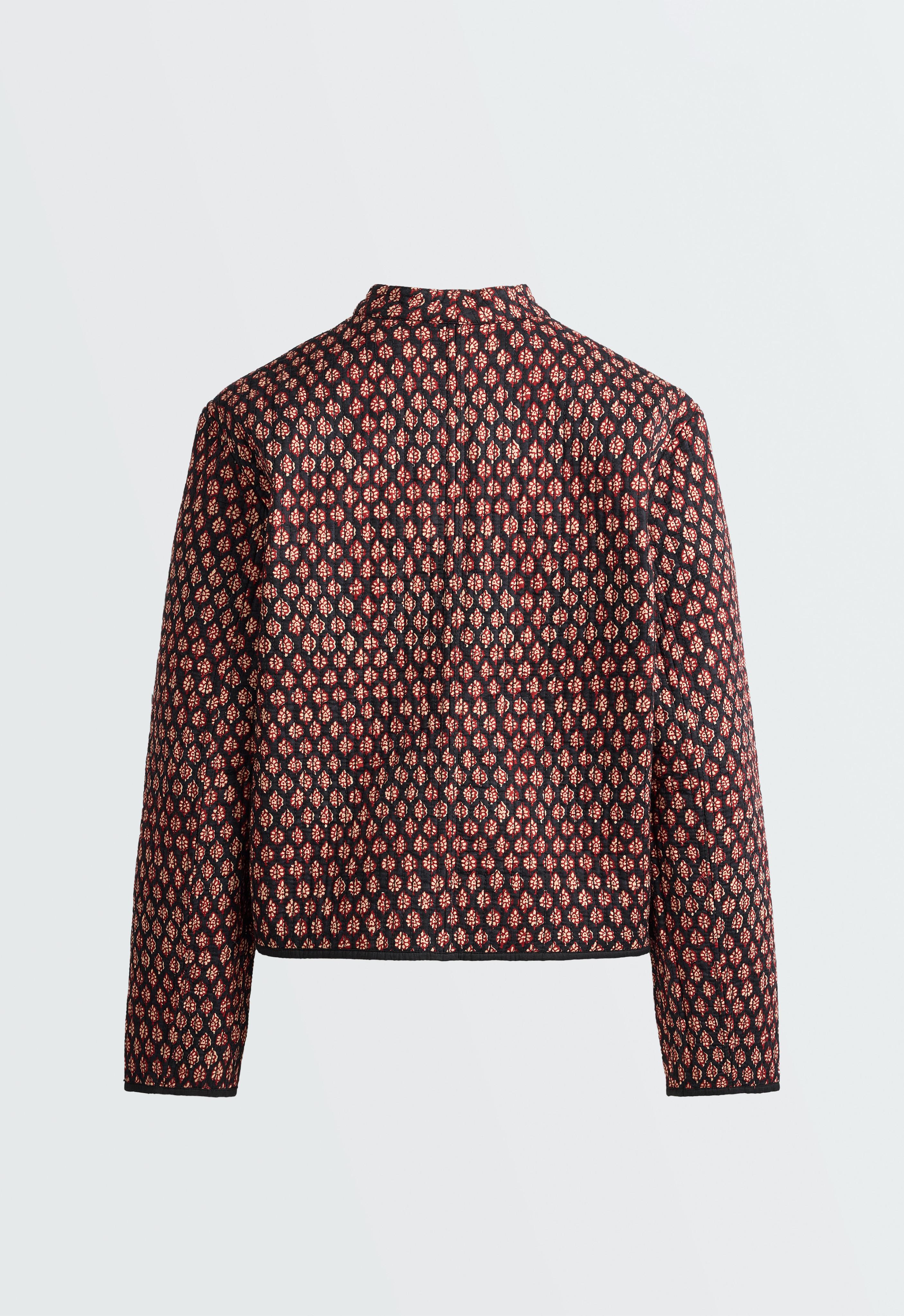 100% cotton quilted mandarin collar jacket — MAROON