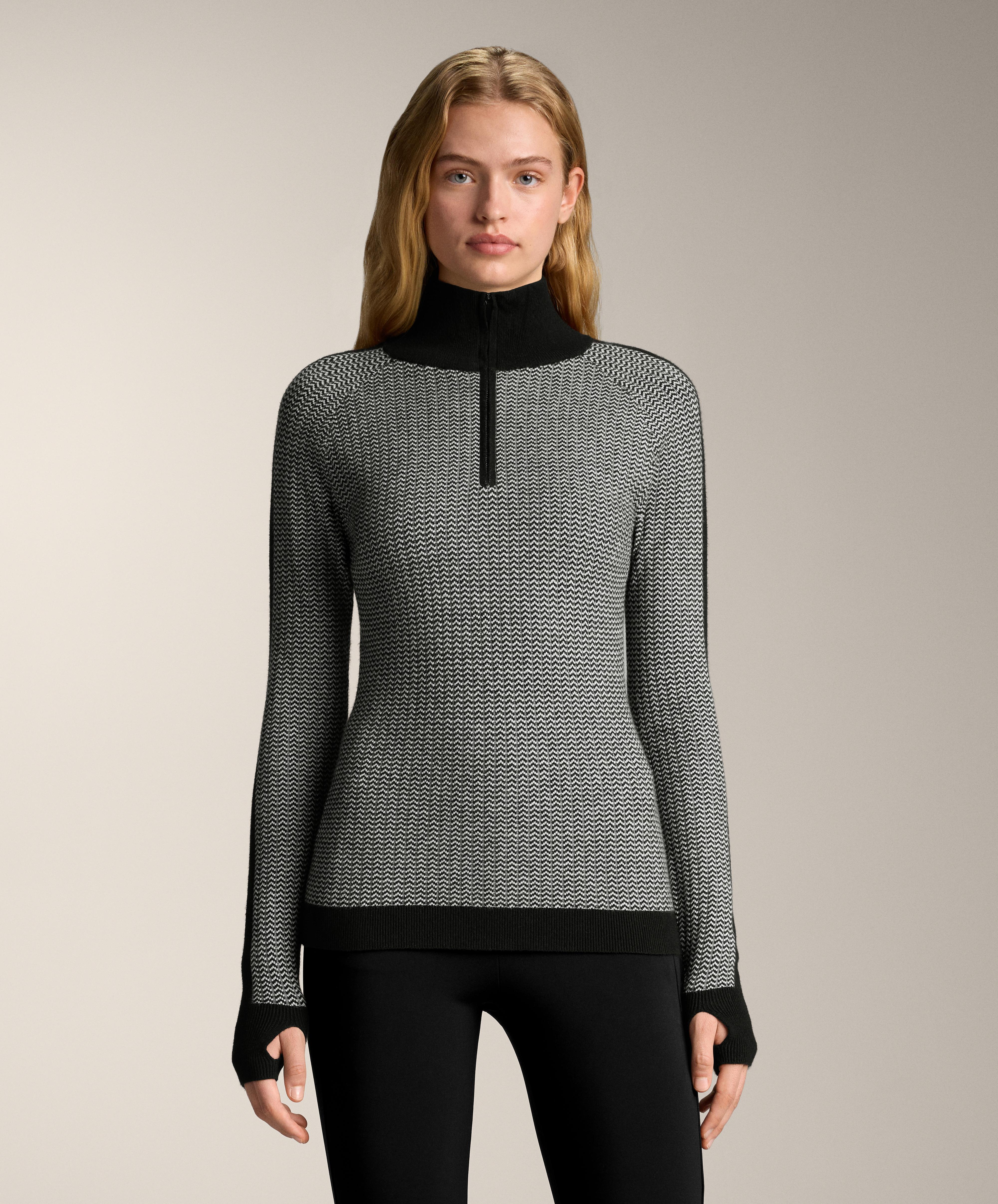 Playera térmica base layer punto jacquard espiga