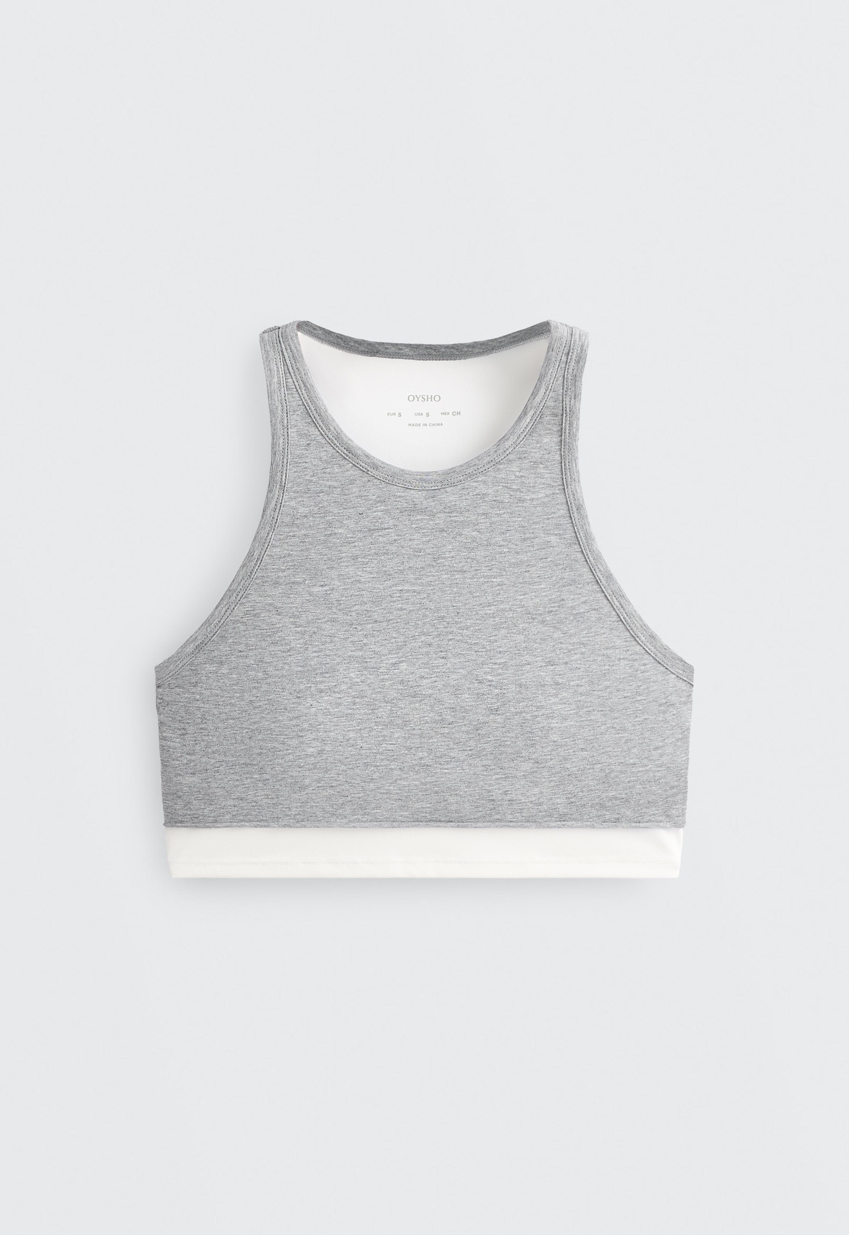 Marl overlay halterneck tank top — GREY MELANGE