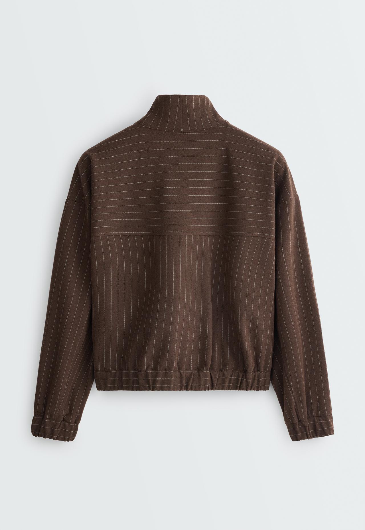 Pinstripe jacket, 15% wool — DARK BROWN