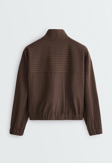 Pinstripe jacket, 15% wool — DARK BROWN 2