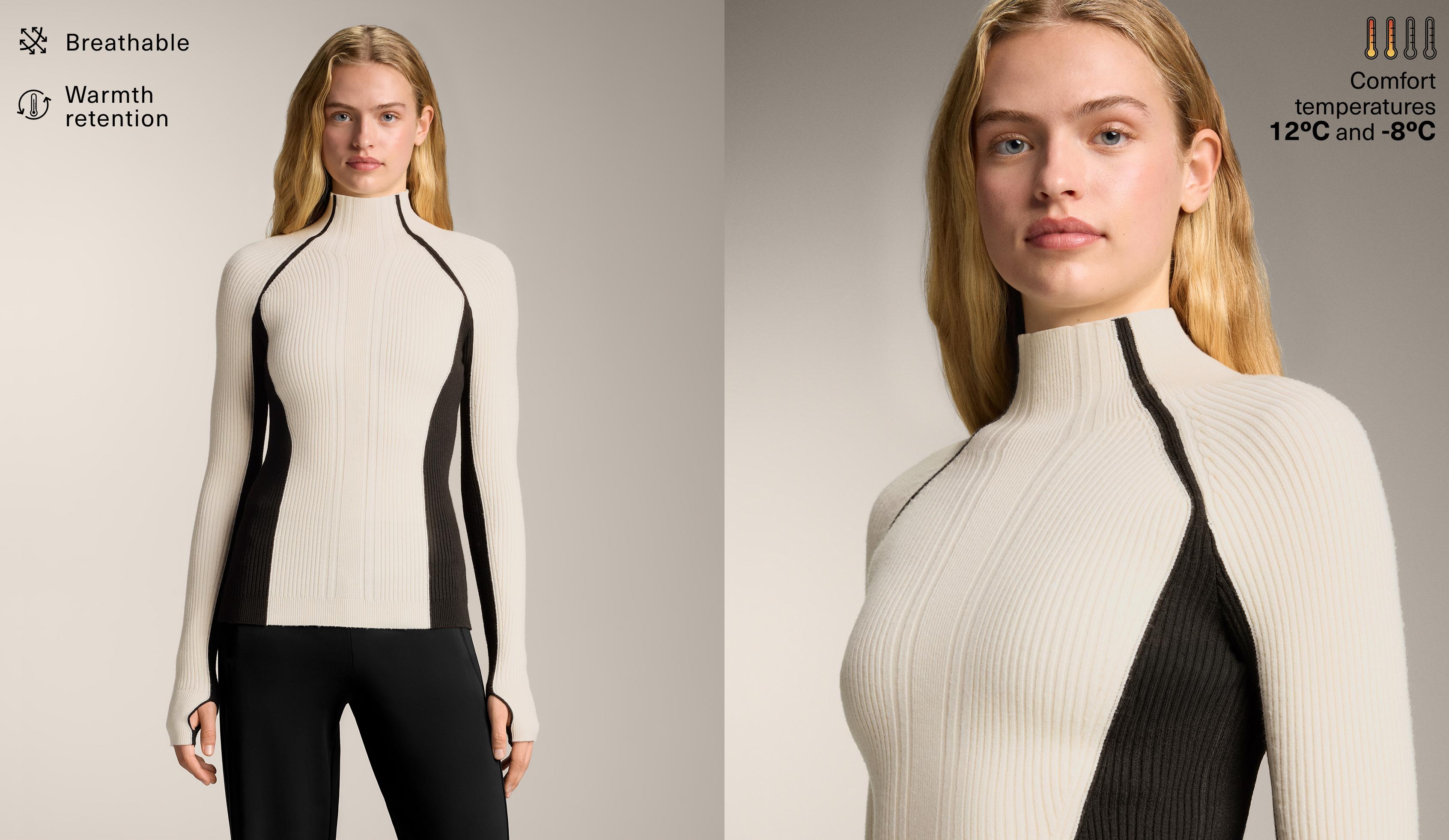 Contrast rib knit base layer T-shirt - Sale