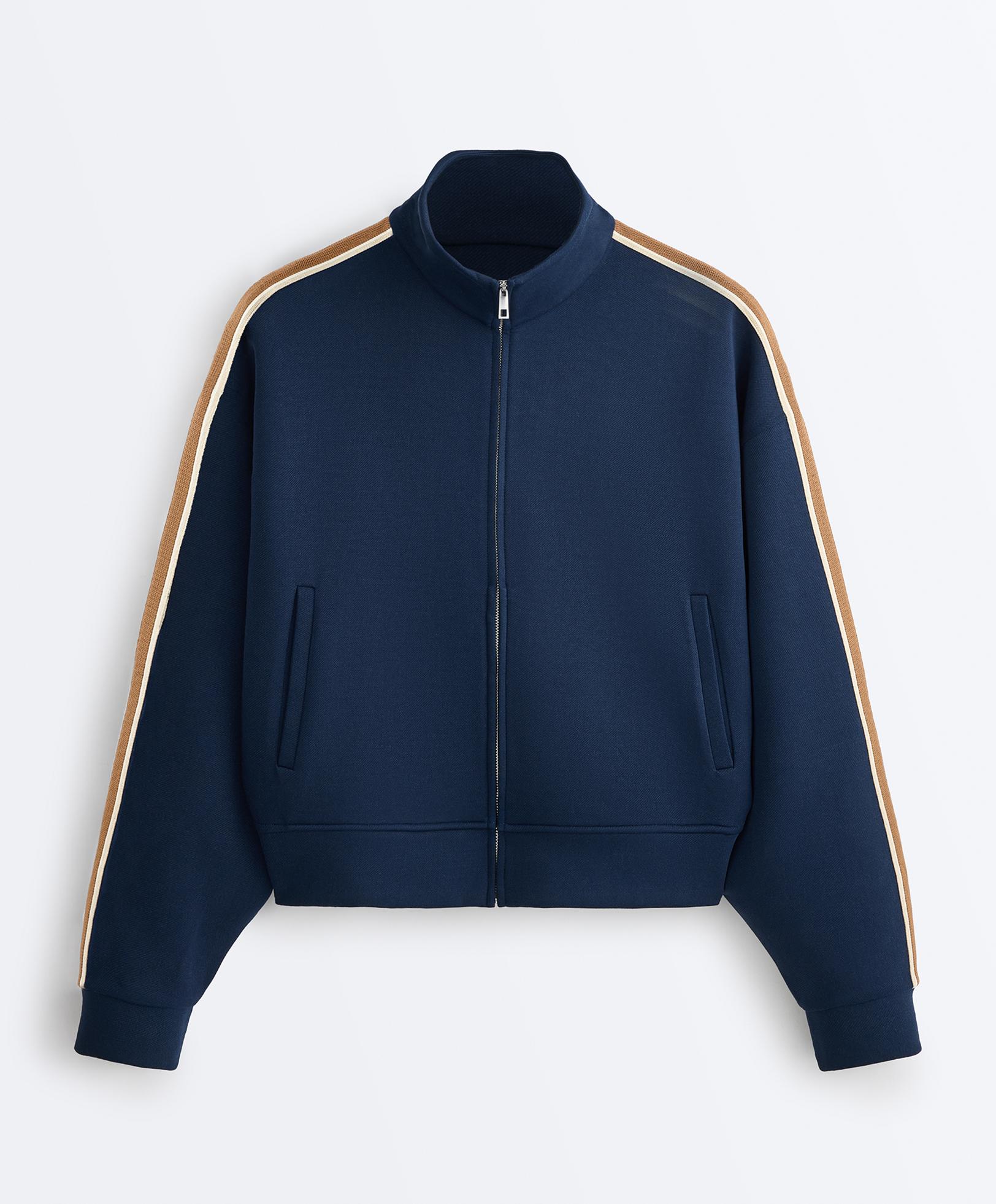 Twill jacket with side stripe — NAVY BLUE
