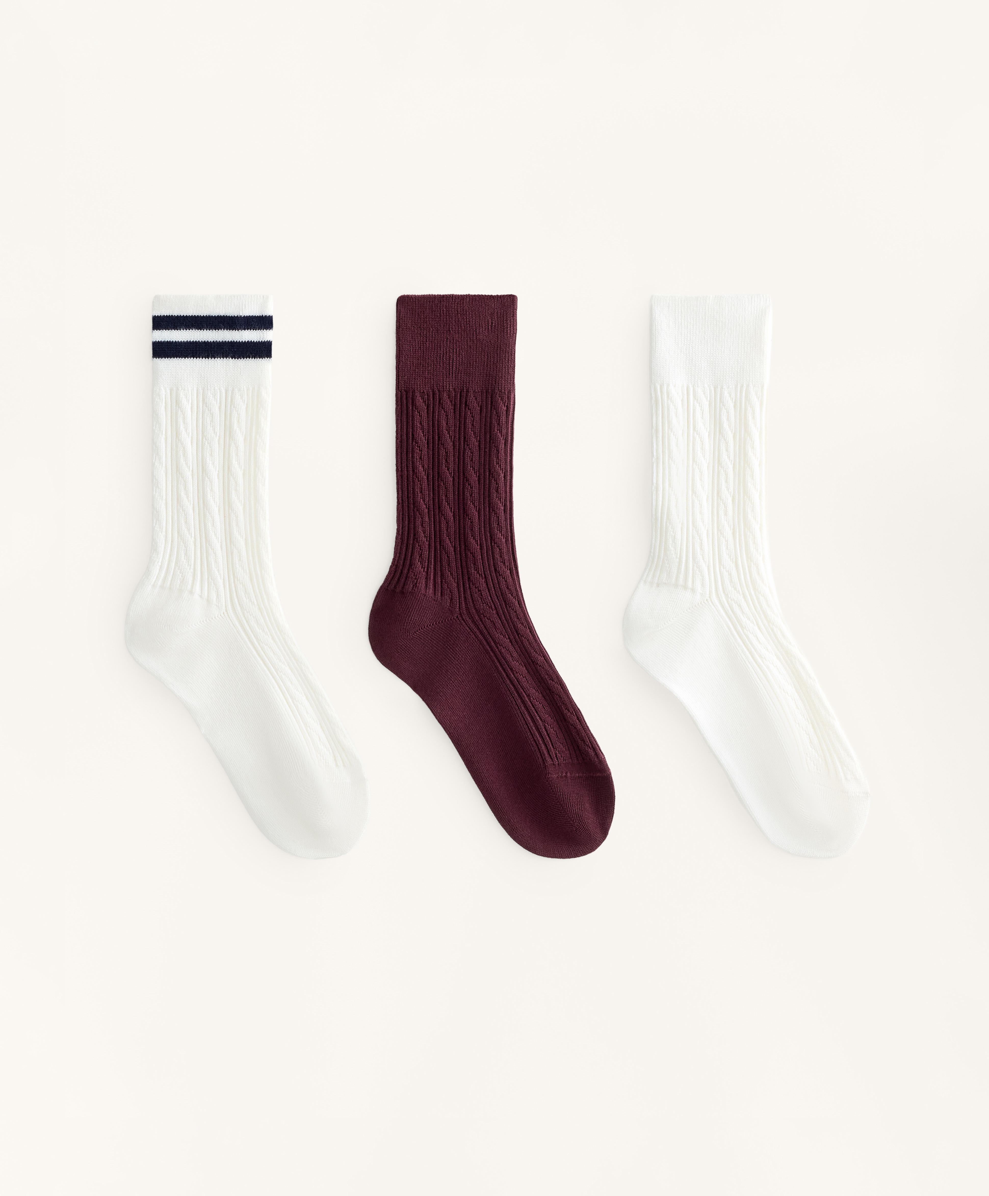 3 pairs of cotton blend classic socks — BURGUNDY