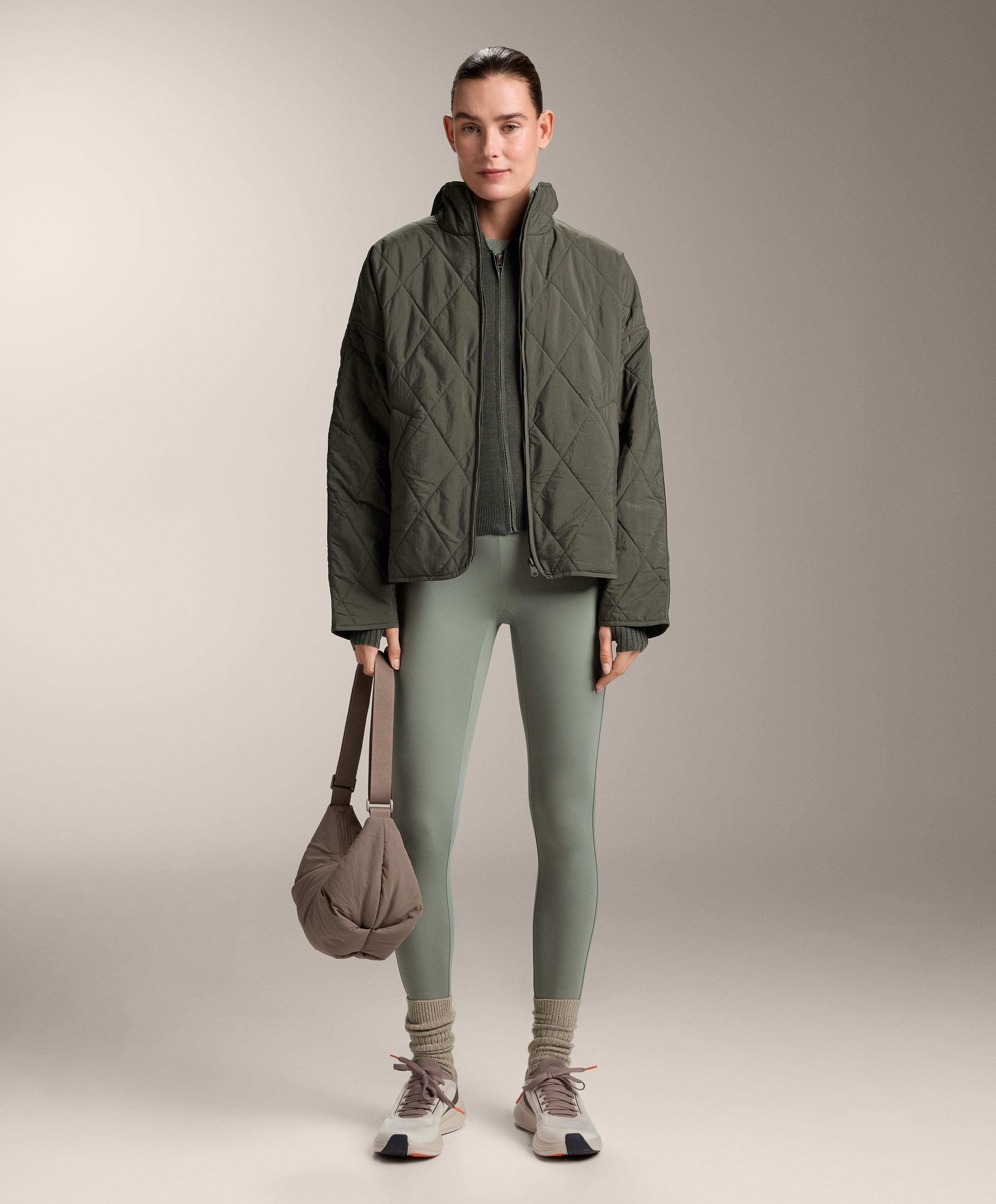 Comfortlux high rise rib ankle-length leggings — KHAKI-GREY