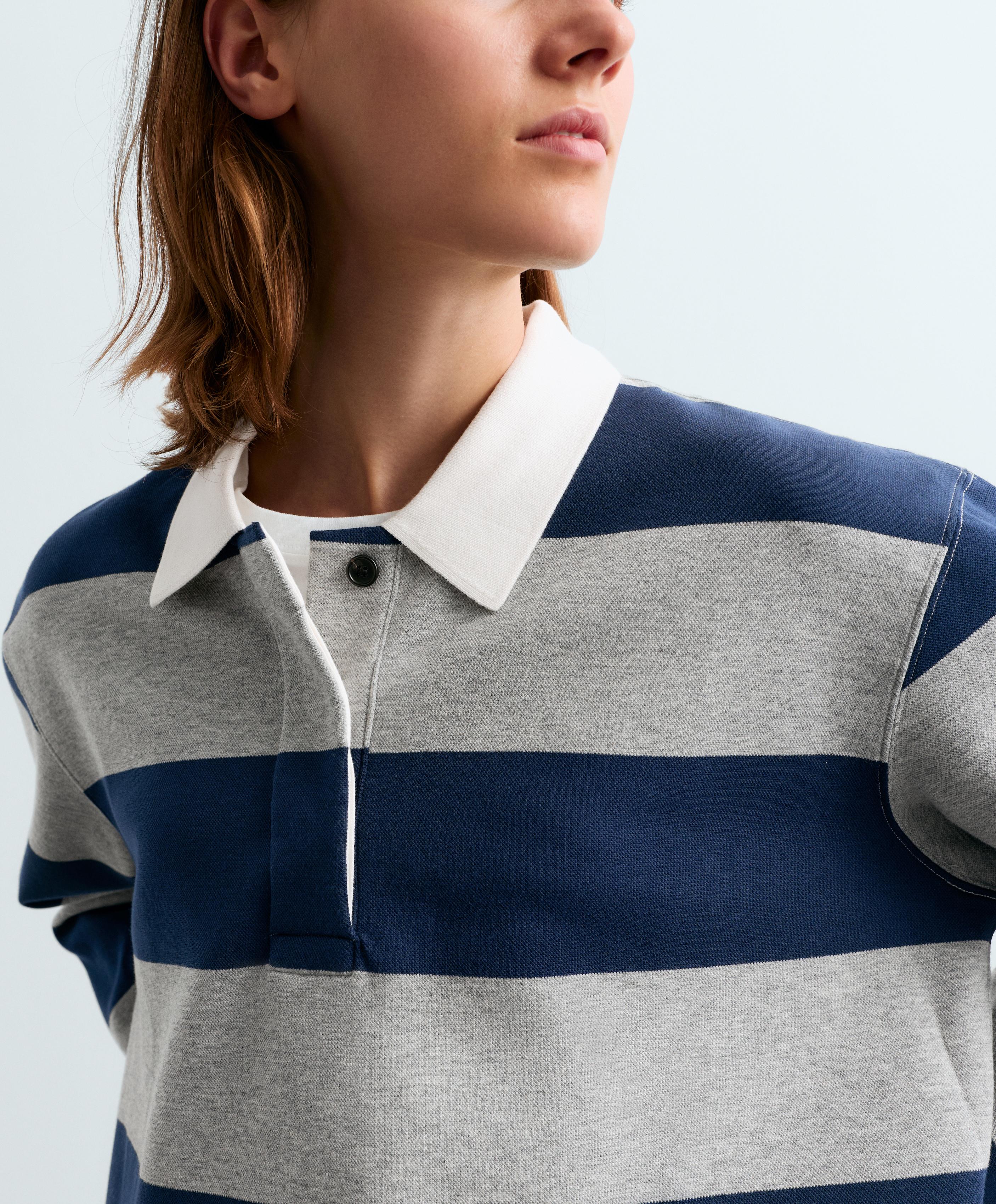 Striped jacquard cotton piqué polo shirt — DARK GREY